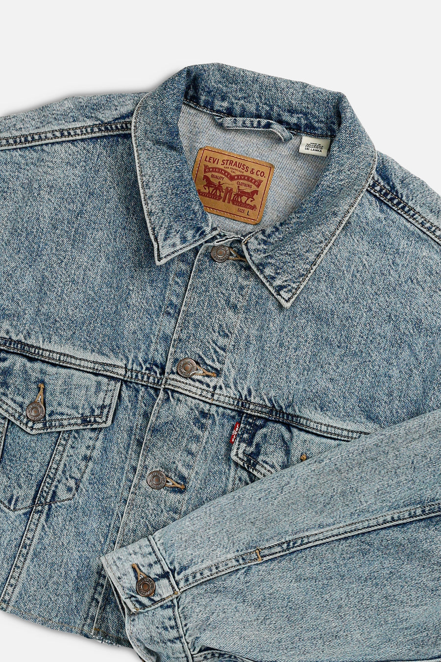 Rework Vintage Levi's Crop Denim Jacket - L