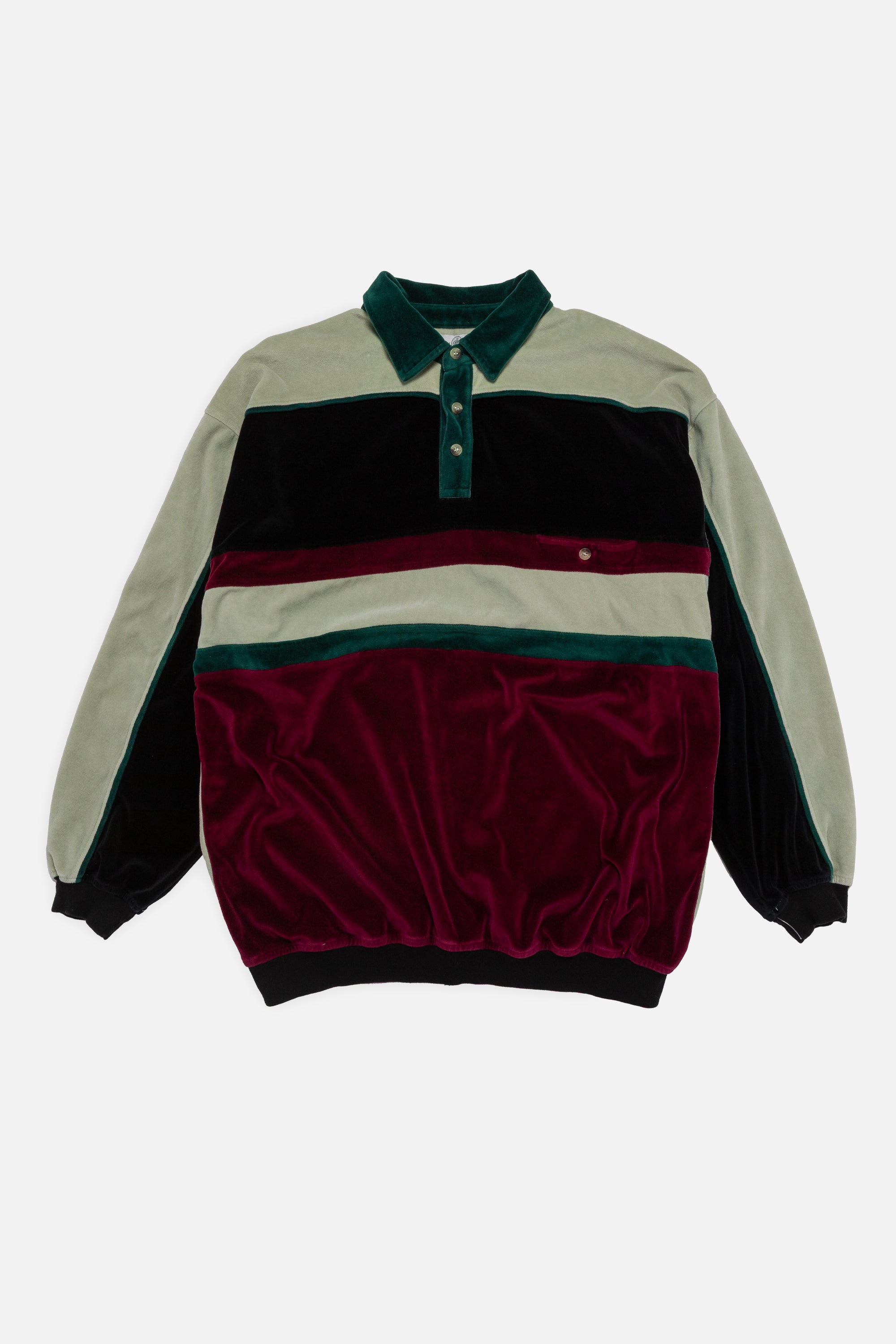 Vintage Velour Collared Long-Sleeve Shirt