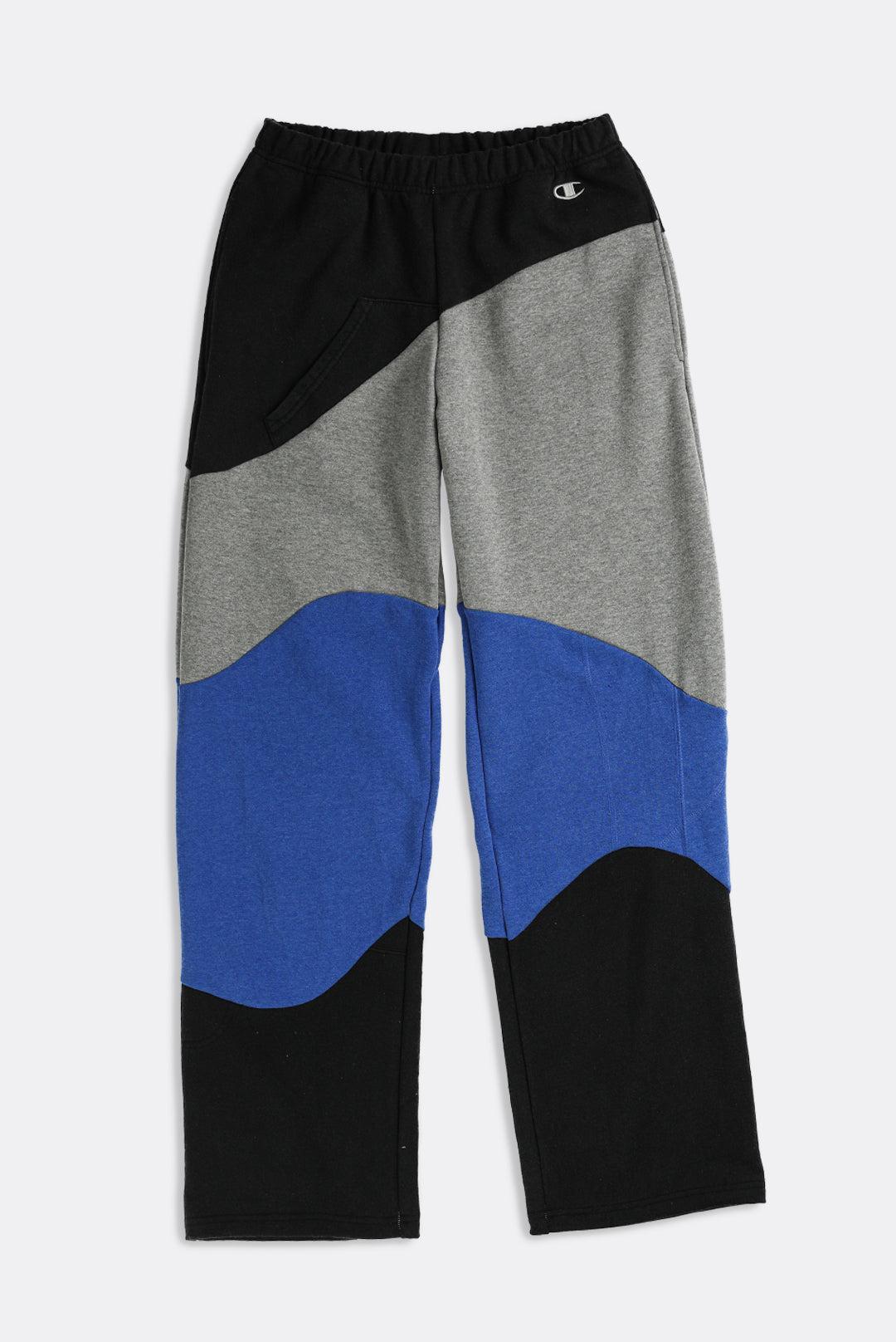 Rework Champion Wave Sweatpants - L-BOTTOMS-Champion-Frankie Collective Rare Vintage Streetwear Reworks
