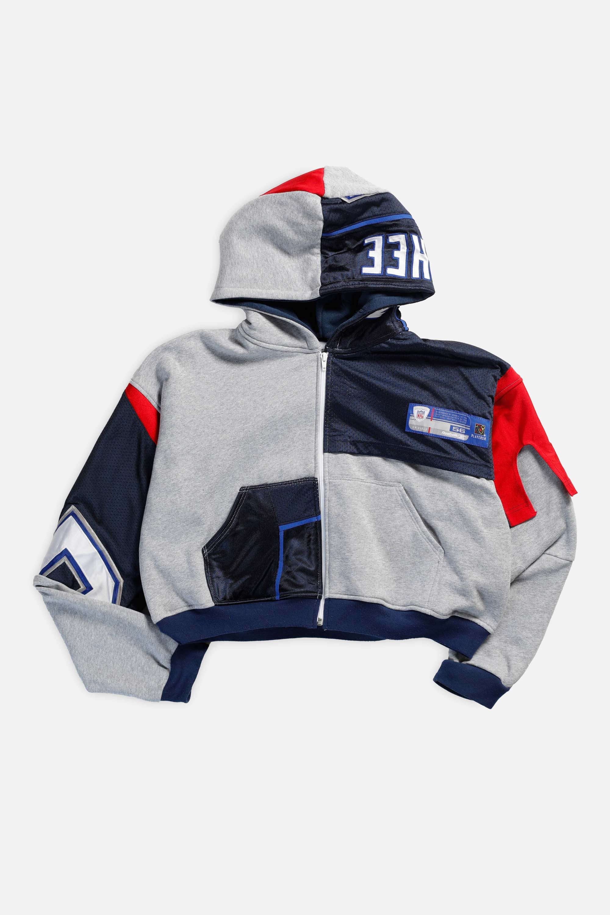 Rework Buffalo Bills NFL Crop Zip Hoodie - XL-SWEATERS-NFL-XL-Frankie Collective Rare Vintage Streetwear Reworks