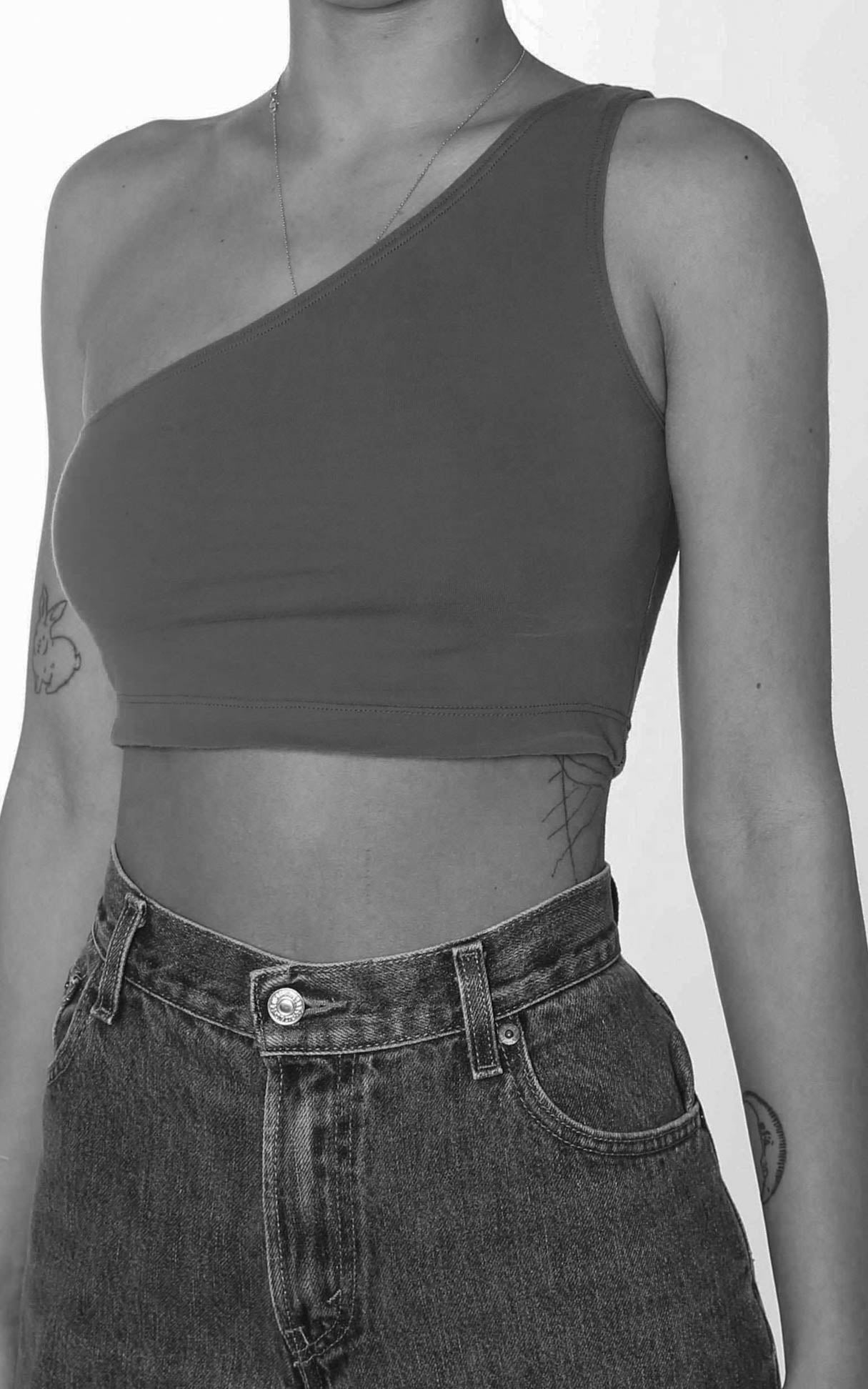 Rework Champion One Shoulder Tank - XS, S, M, L, XL-TOPS-Champion-XS-Frankie Collective Rare Vintage Streetwear Reworks