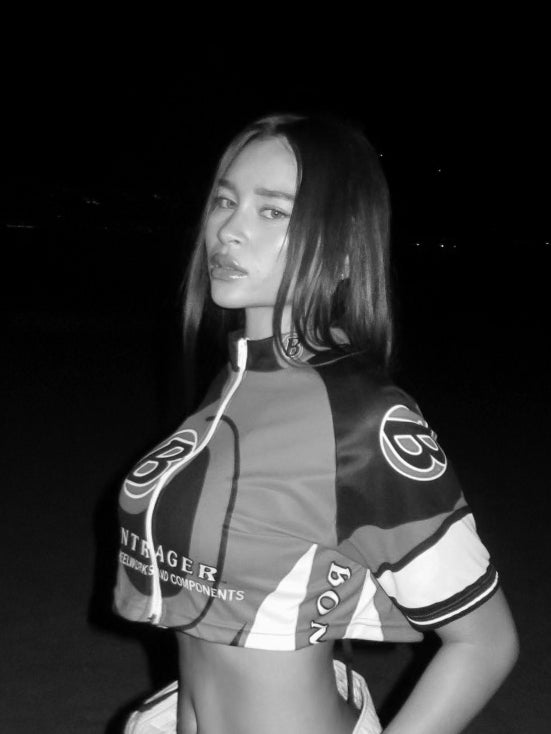 Rework Crop Long Sleeve Cycling Jersey - S-JERSEYS-vendor-unknown-S-Frankie Collective Rare Vintage Streetwear Reworks