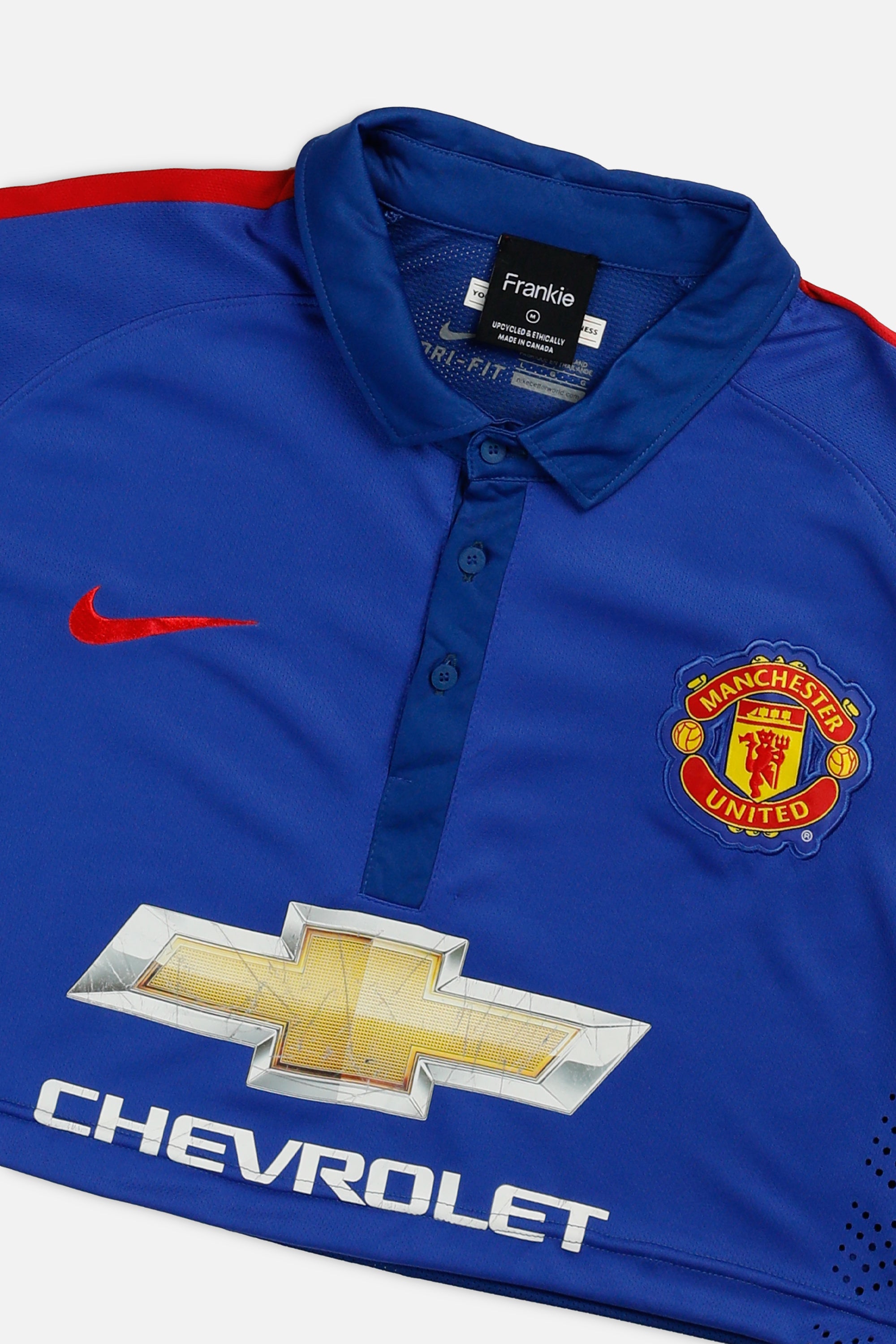 Rework Crop Manchester Soccer Jersey - M-JERSEYS-vendor-unknown-M-Frankie Collective Rare Vintage Streetwear Reworks