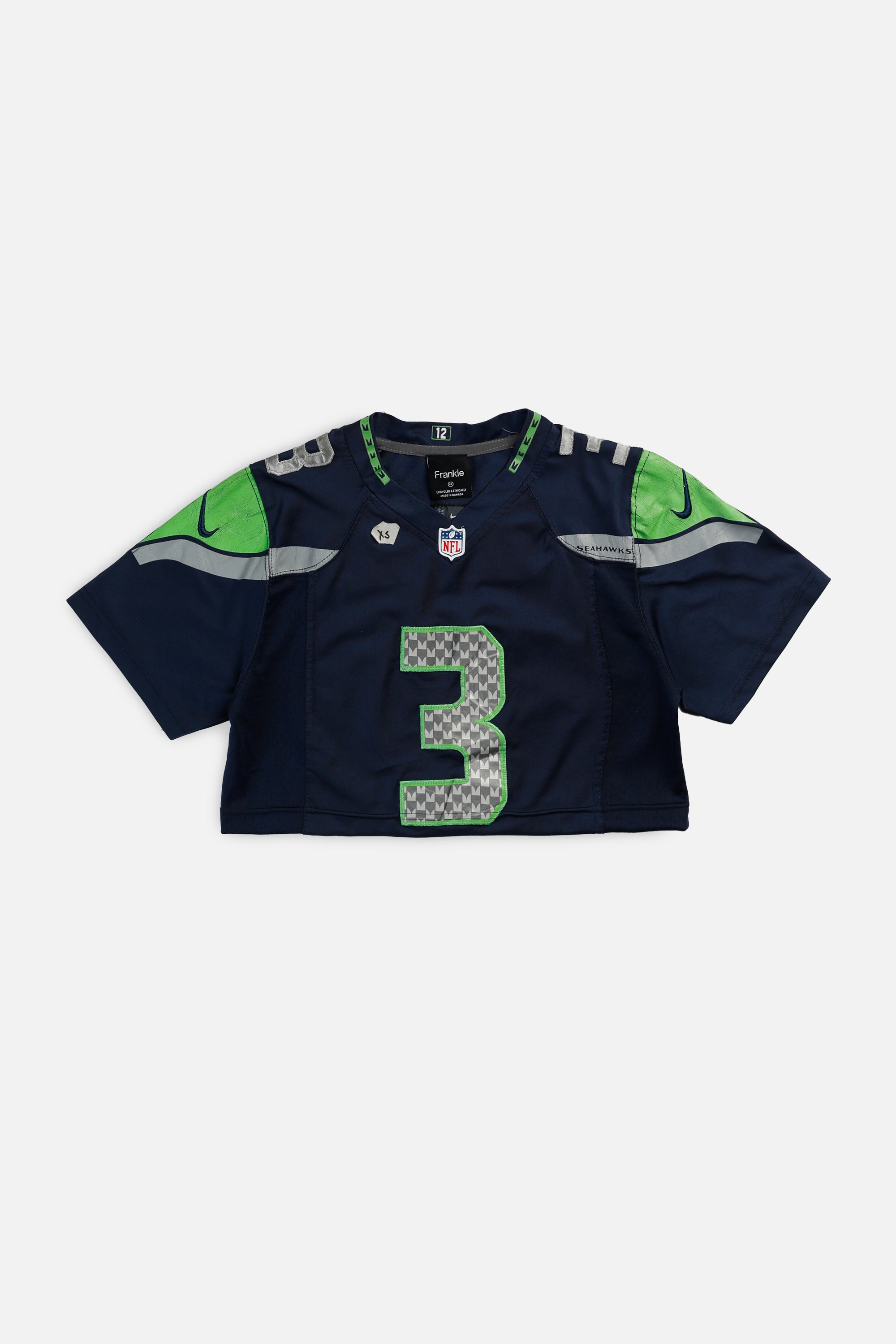 Rework Crop Seattle Seahawks NFL Jersey - XS-JERSEYS-NFL-XS-Frankie Collective Rare Vintage Streetwear Reworks