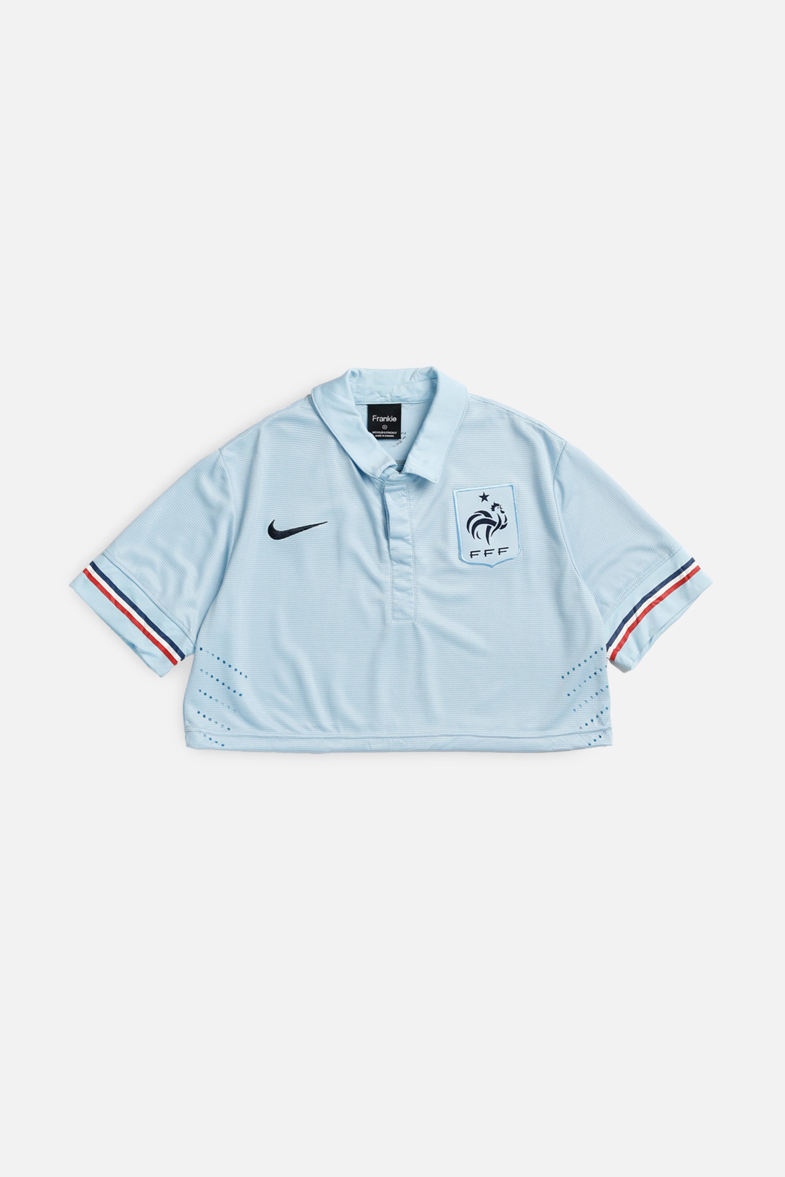 Rework Crop France Soccer Jersey - M-JERSEYS-vendor-unknown-M-Frankie Collective Rare Vintage Streetwear Reworks