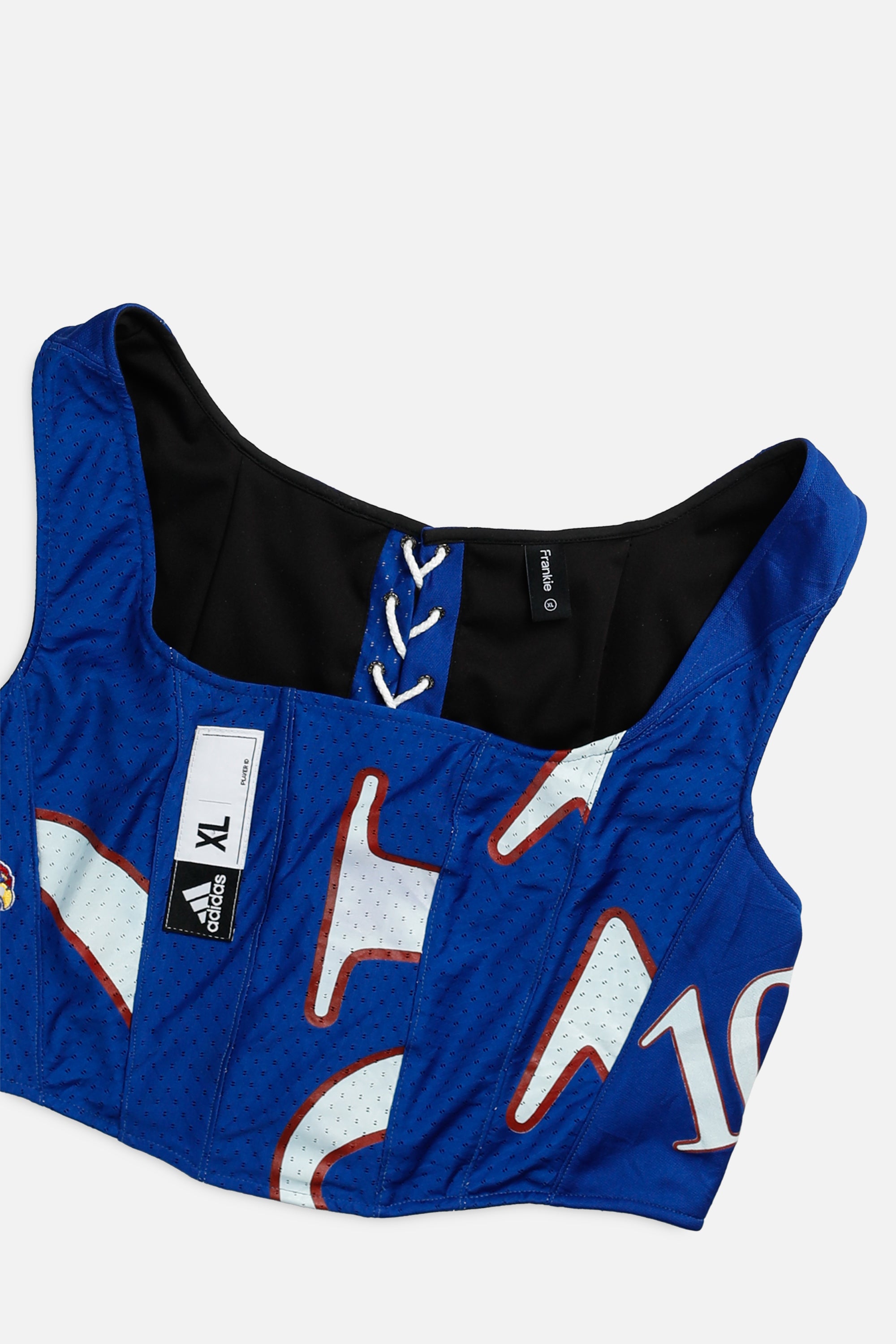 Rework Kansas Jayhawks NCAA Corset - XL-TOPS-NCAA-XL-Frankie Collective Rare Vintage Streetwear Reworks