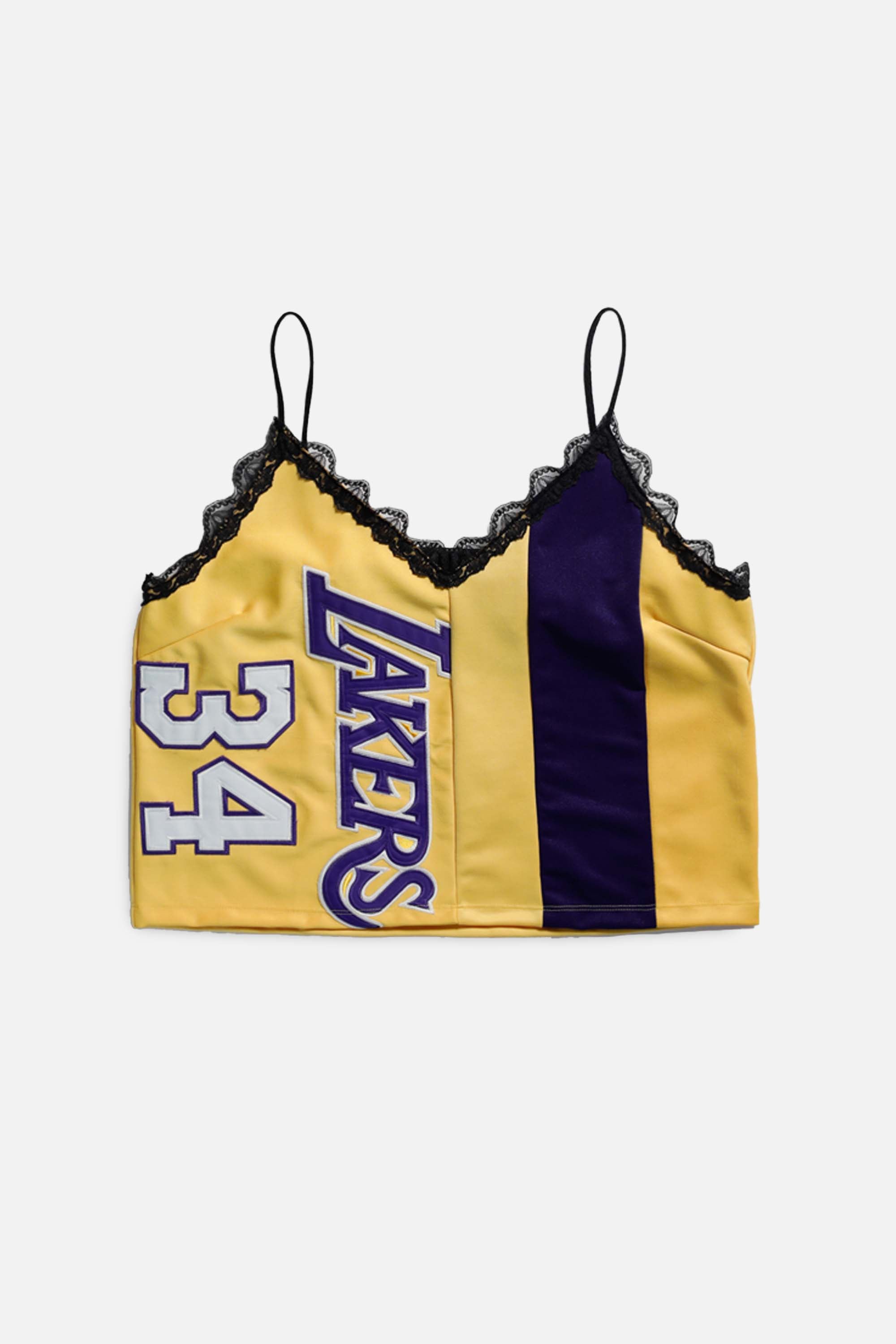 Rework LA Lakers NBA Lace Tank - XXL-TOPS-NBA-XXL-Frankie Collective Rare Vintage Streetwear Reworks
