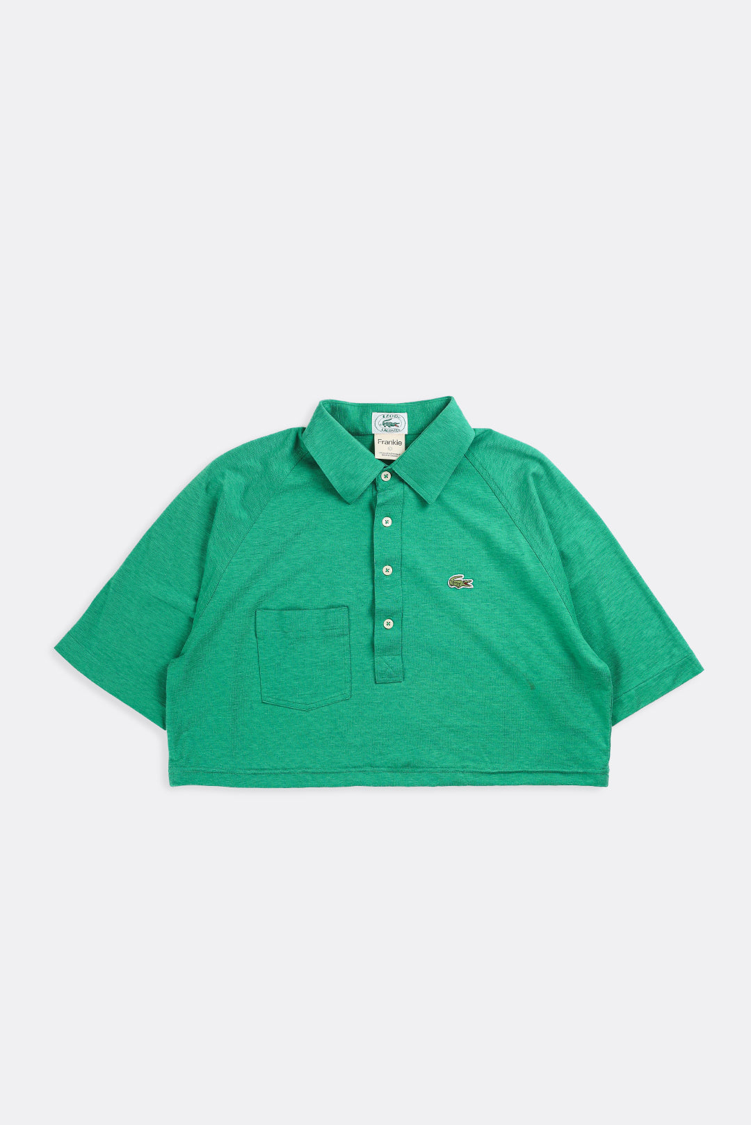 Rework Lacoste Collared Crop Tee - L-TOPS-lacoste-Frankie Collective Rare Vintage Streetwear Reworks