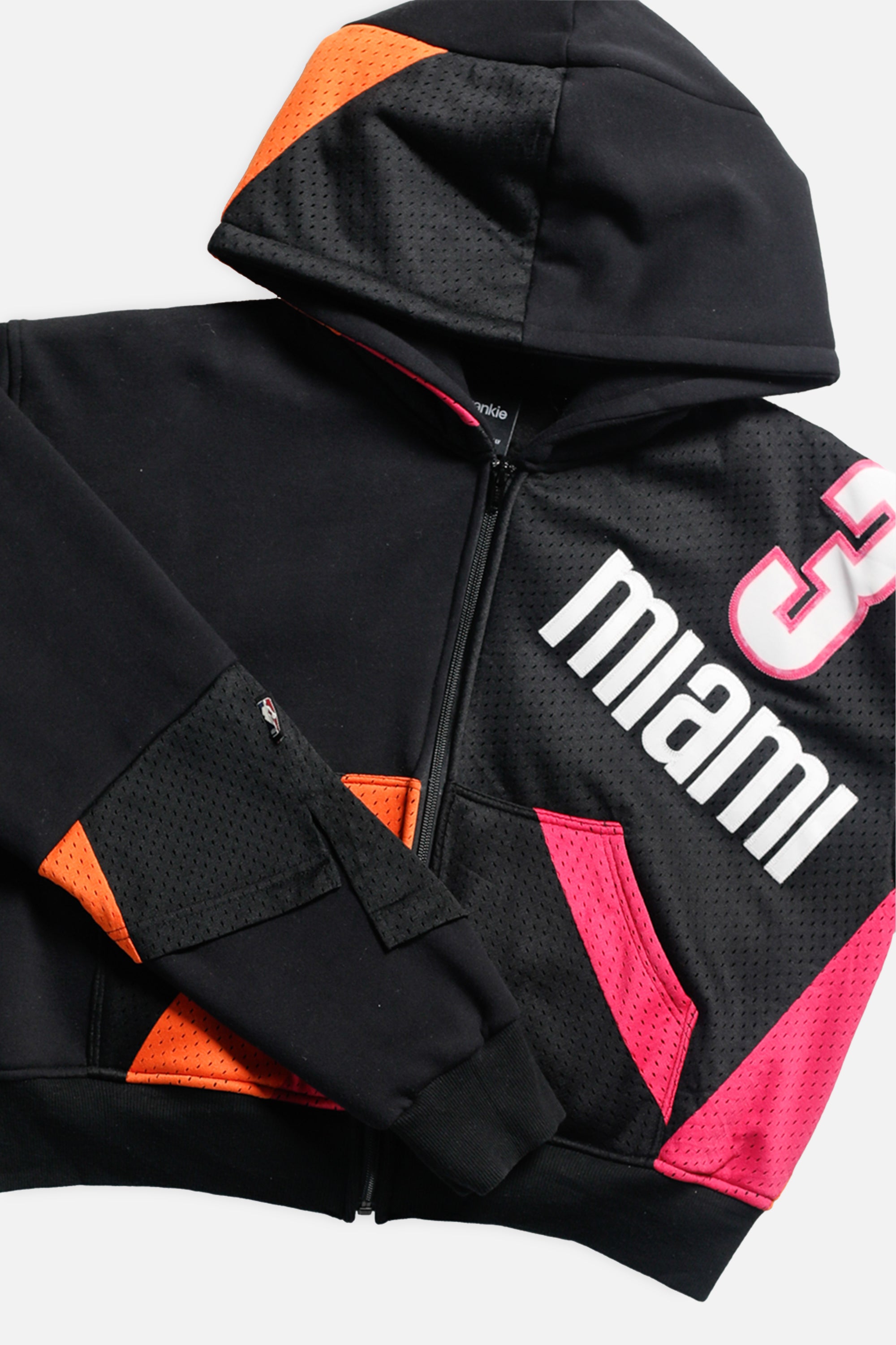 Rework Miami Heat NBA Crop Zip Hoodie - M-SWEATERS-NBA-M-Frankie Collective Rare Vintage Streetwear Reworks
