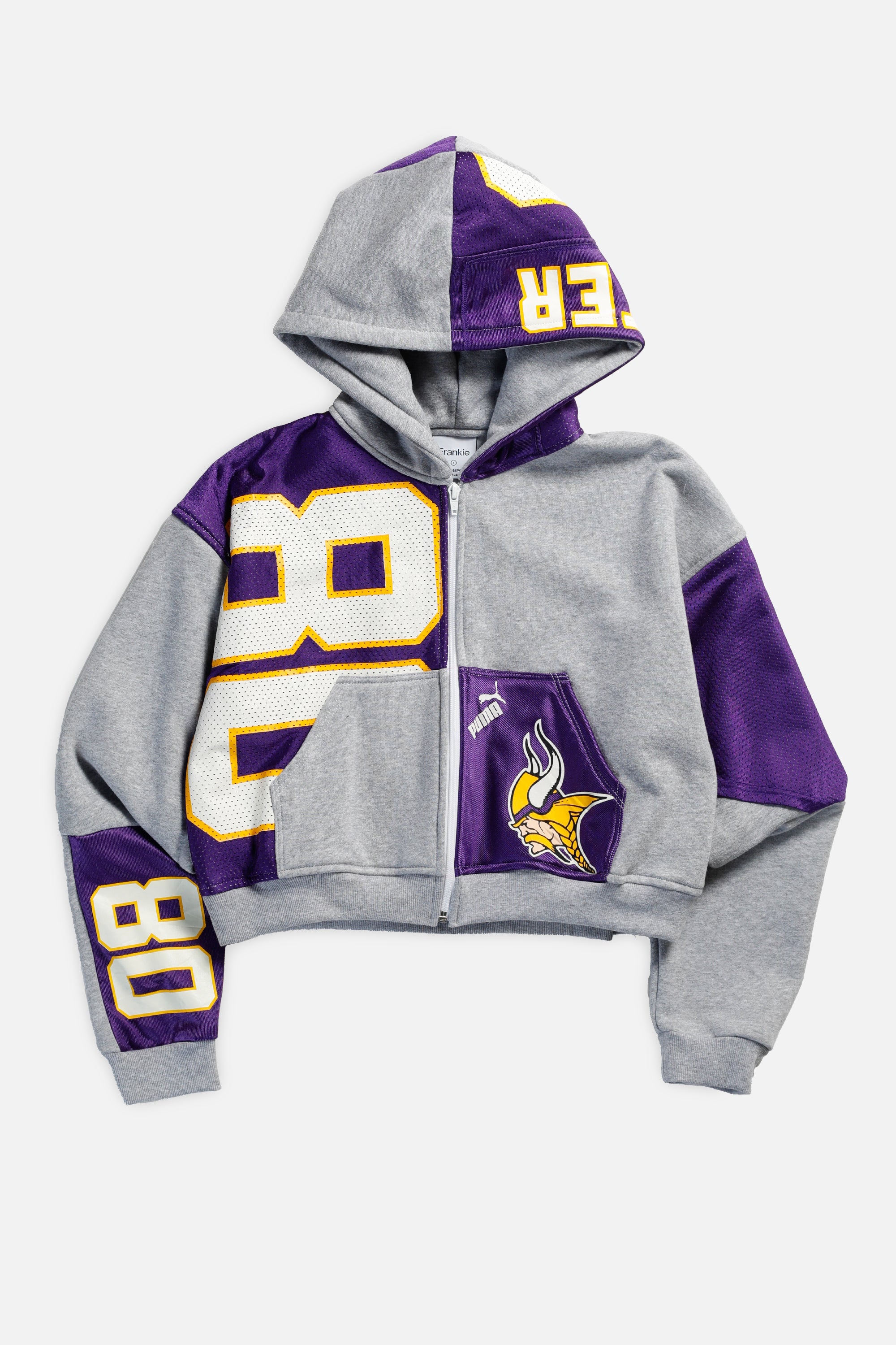 Rework Minnesota Vikings Crop Zip Hoodie - S-SWEATERS-NFL-Frankie Collective