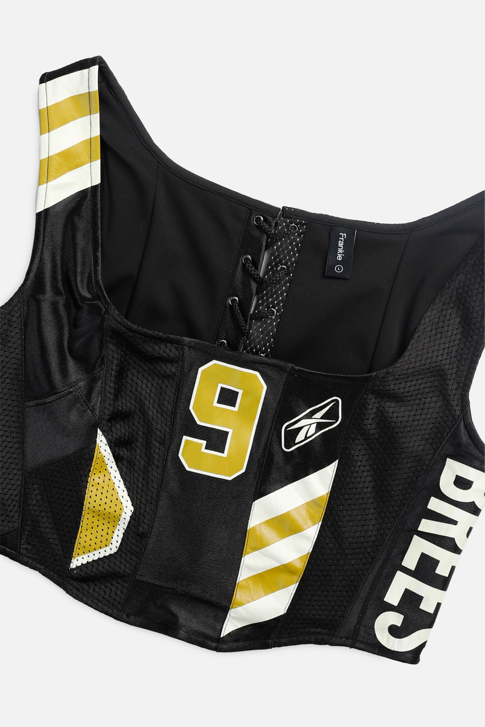 Rework New Orleans Saints NFL Corset - L-TOPS-NFL-L-Frankie Collective Rare Vintage Streetwear Reworks