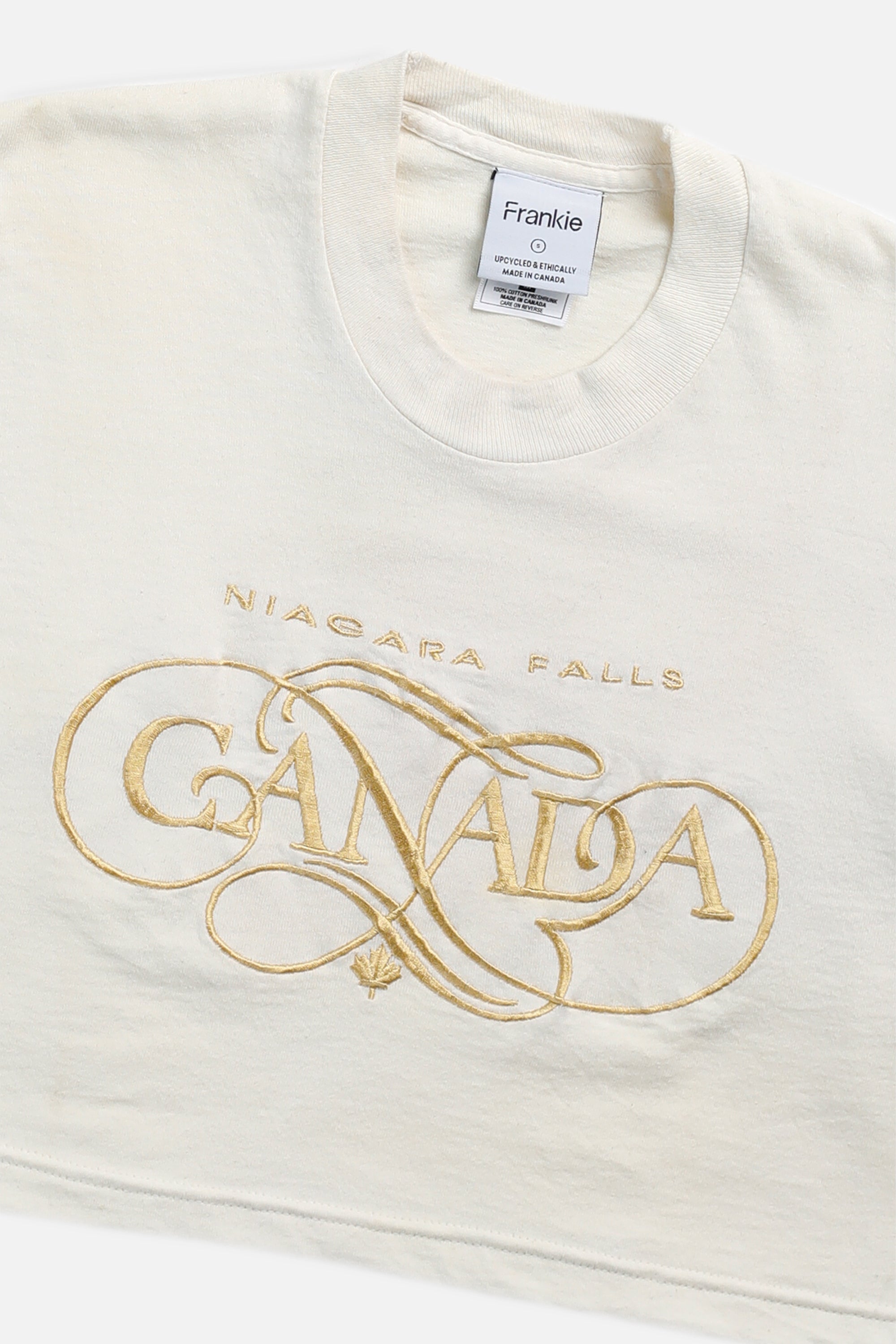 Rework Niagara Falls Crop Tee - S-TOPS-vendor-unknown-S-Frankie Collective Rare Vintage Streetwear Reworks