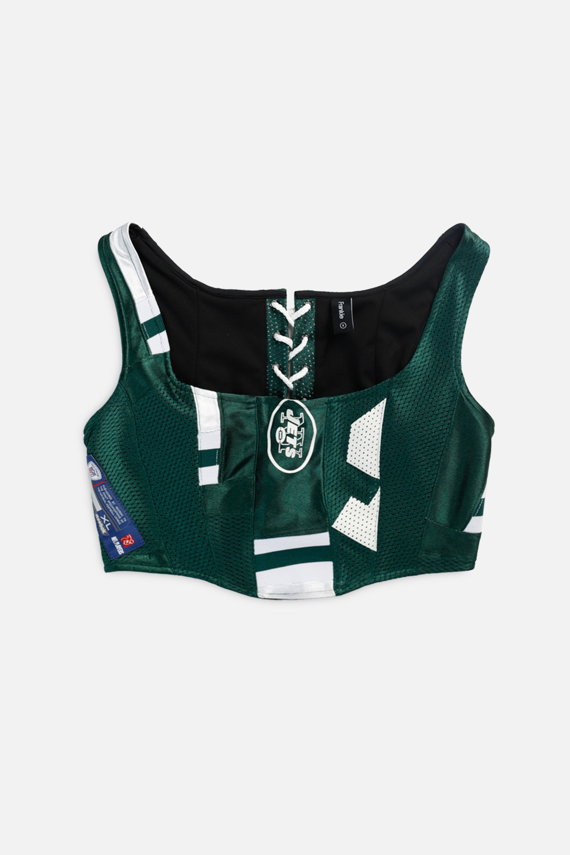 Rework NY Jets NFL Corset - S-TOPS-NFL-S-Frankie Collective Rare Vintage Streetwear Reworks
