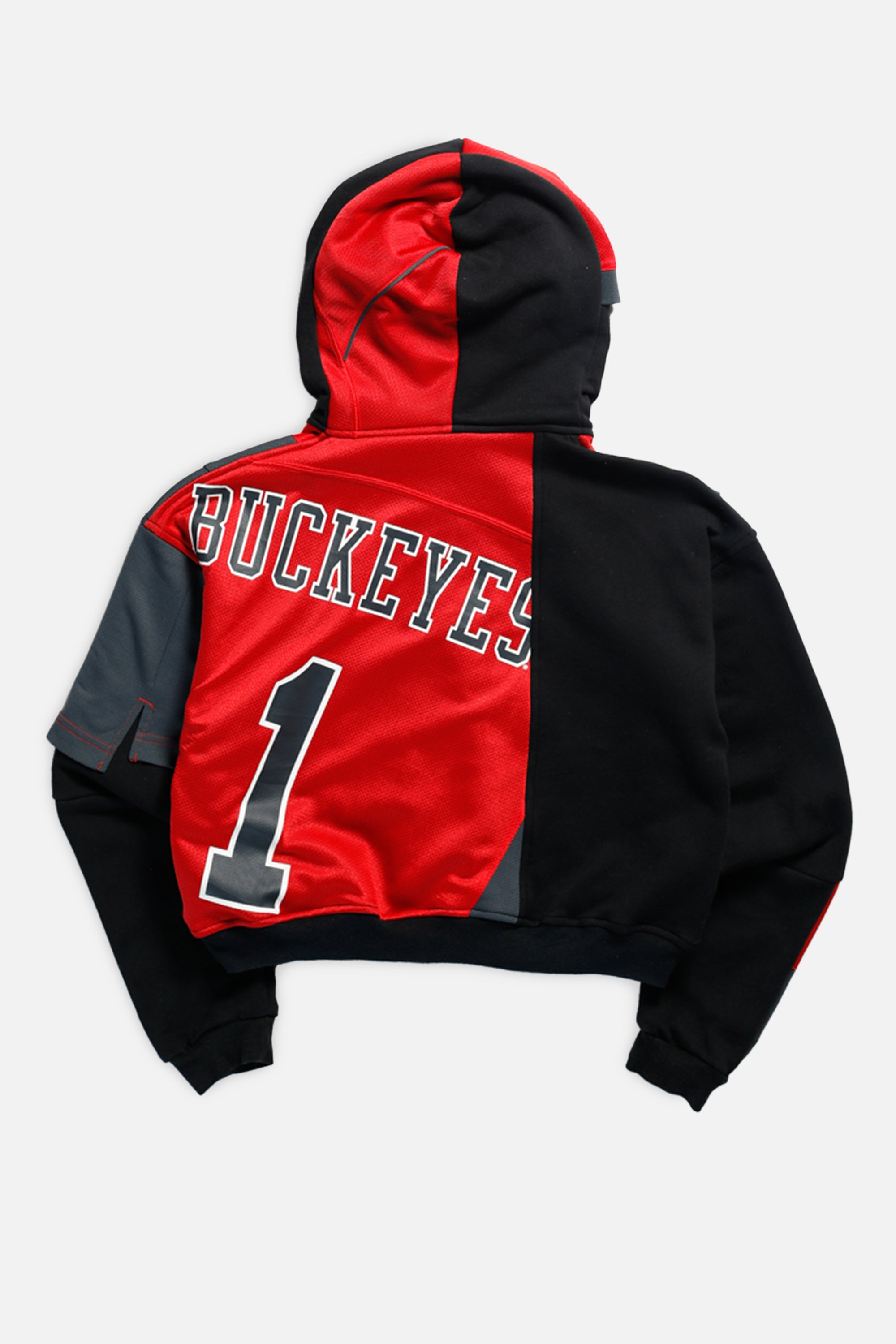 Rework Ohio State Buckeyes NCAA Crop Zip Hoodie - XS-SWEATERS-NCAA-XS-Frankie Collective Rare Vintage Streetwear Reworks