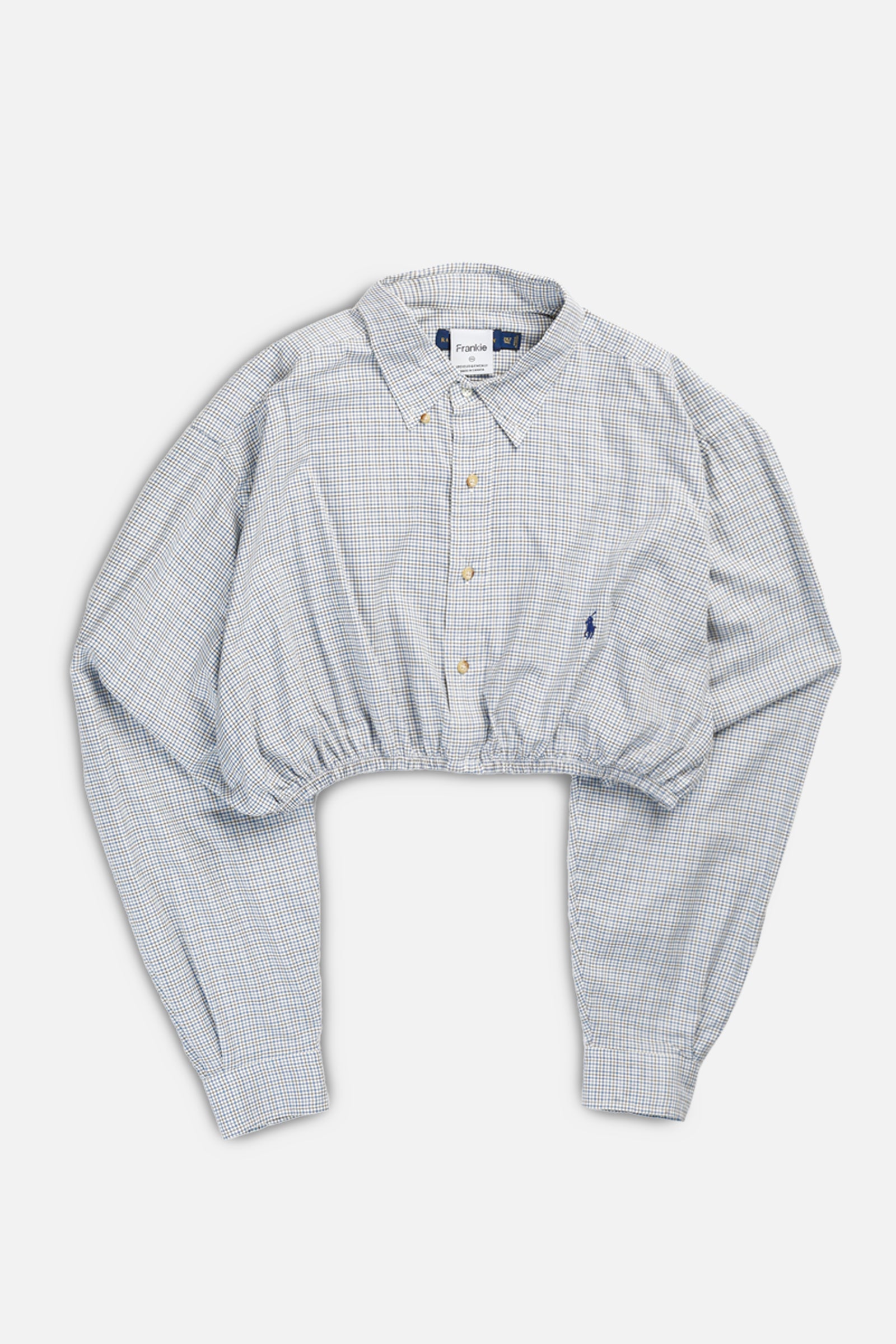 Rework Oxford Cinch Crop Shirt - XXL-TOPS-vendor-unknown-XXL-Frankie Collective Rare Vintage Streetwear Reworks