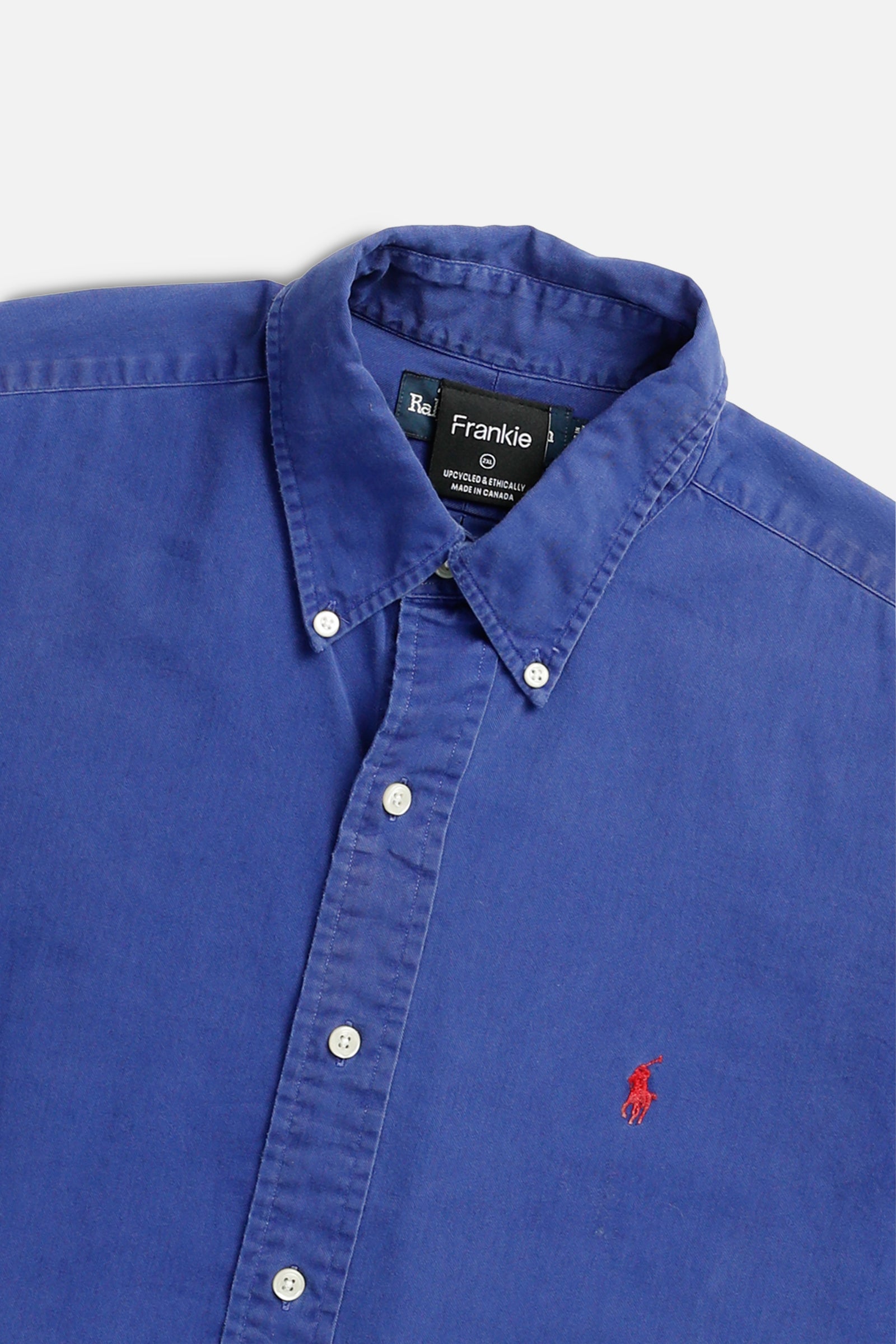 Rework Oxford Crop Shirt - L, XL, XXL-TOPS-vendor-unknown-L-Frankie Collective Rare Vintage Streetwear Reworks