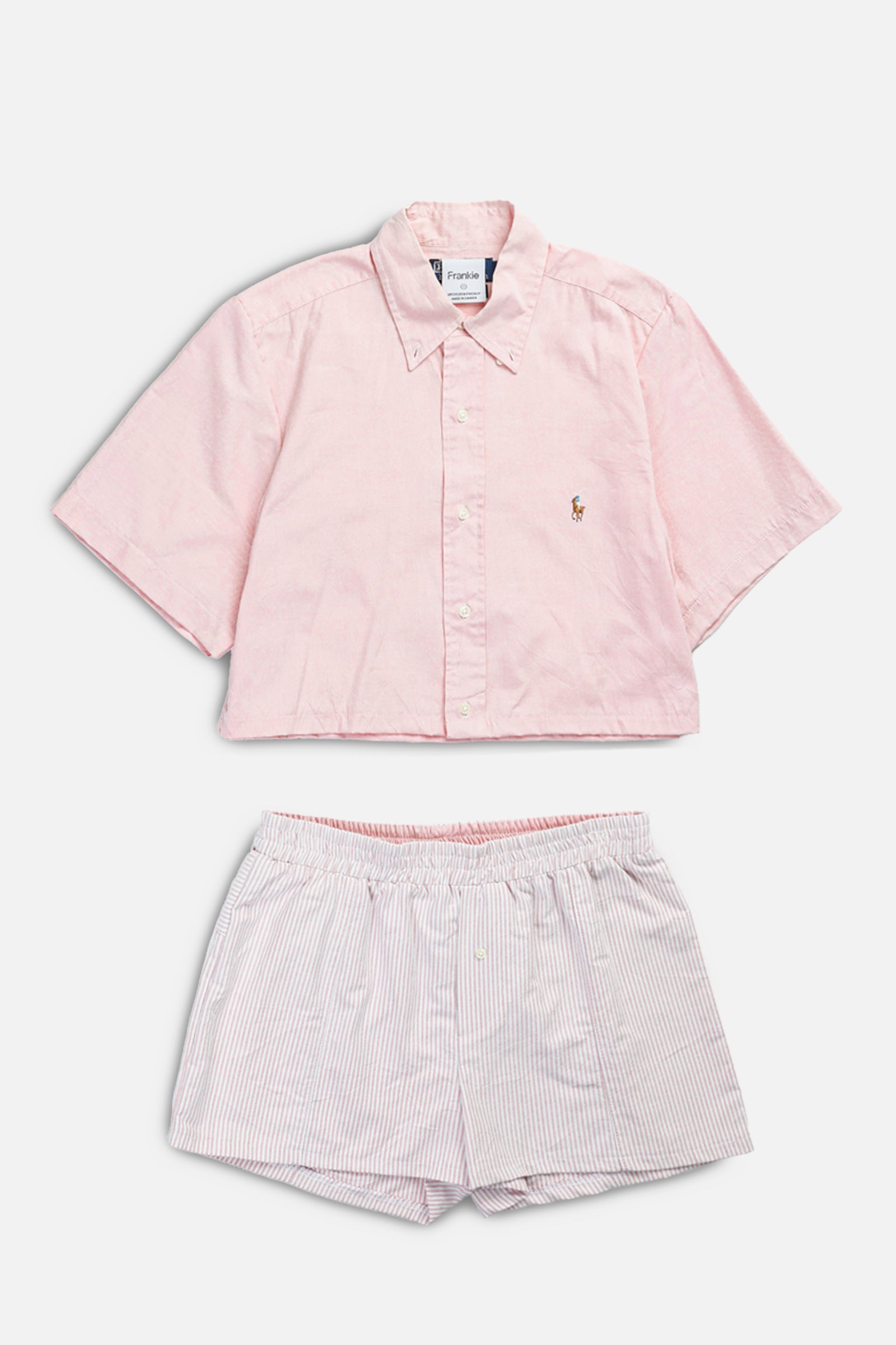 Rework Oxford Shorts Set - S-SETS-Polo-Frankie Collective Rare Vintage Streetwear Reworks