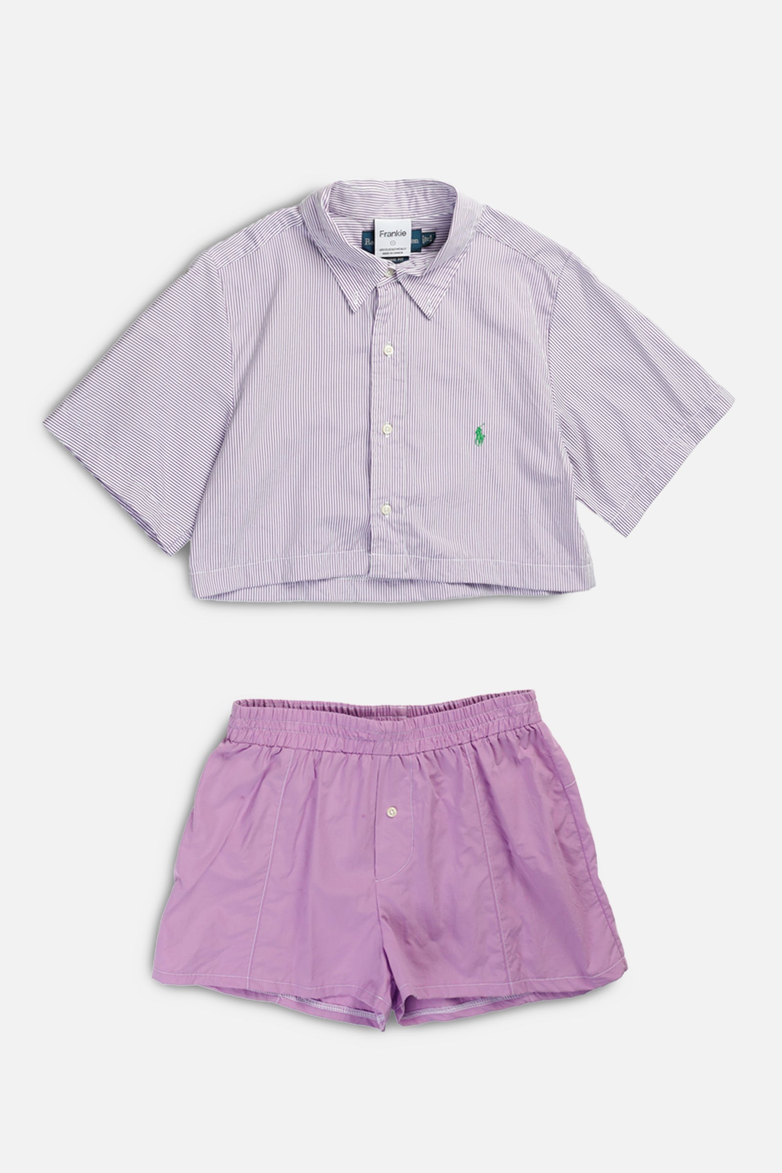 Rework Oxford Shorts Set - S-SETS-Polo-S-Frankie Collective Rare Vintage Streetwear Reworks
