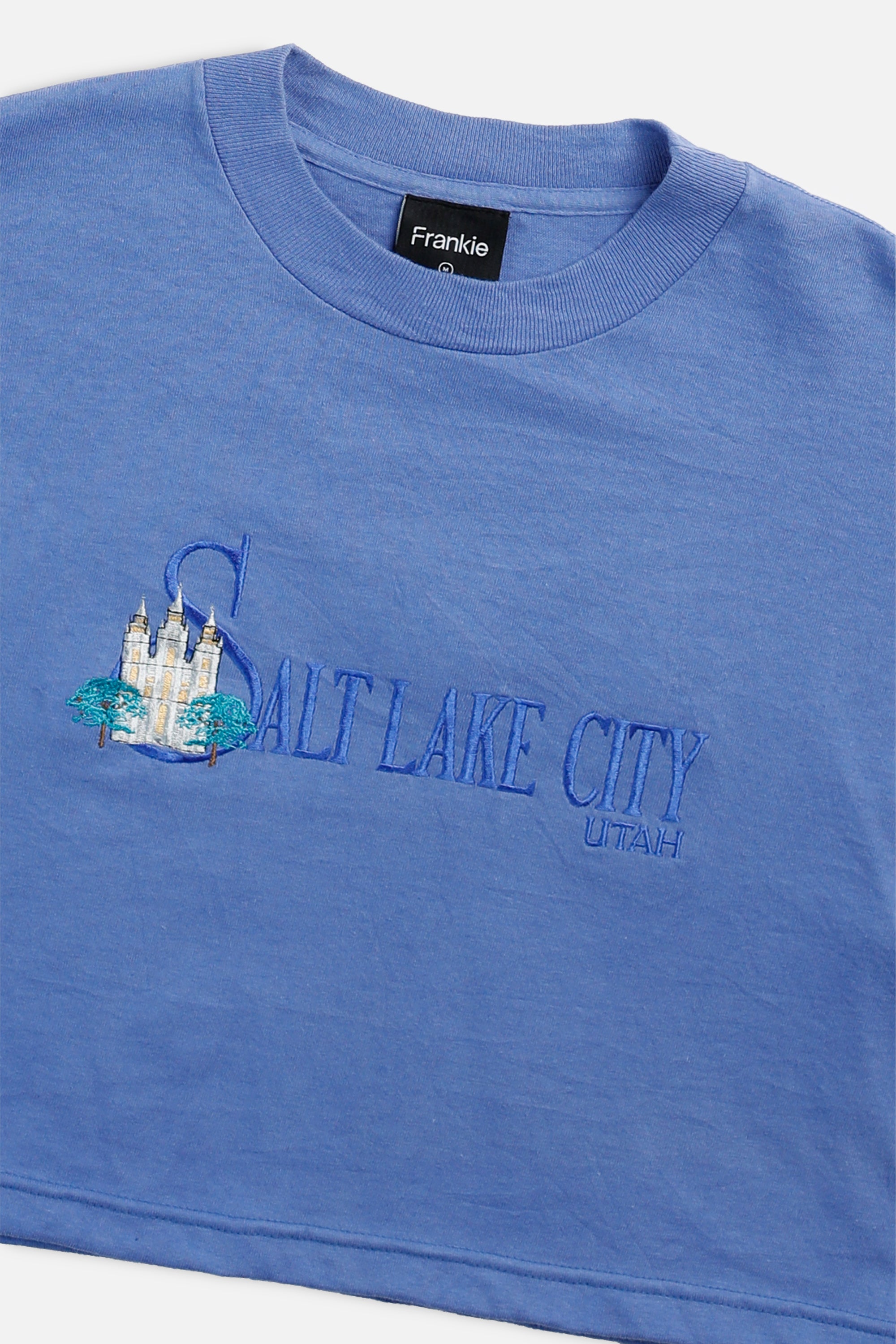 Rework Salt Lake City Crop Tee - M-TOPS-vendor-unknown-M-Frankie Collective Rare Vintage Streetwear Reworks