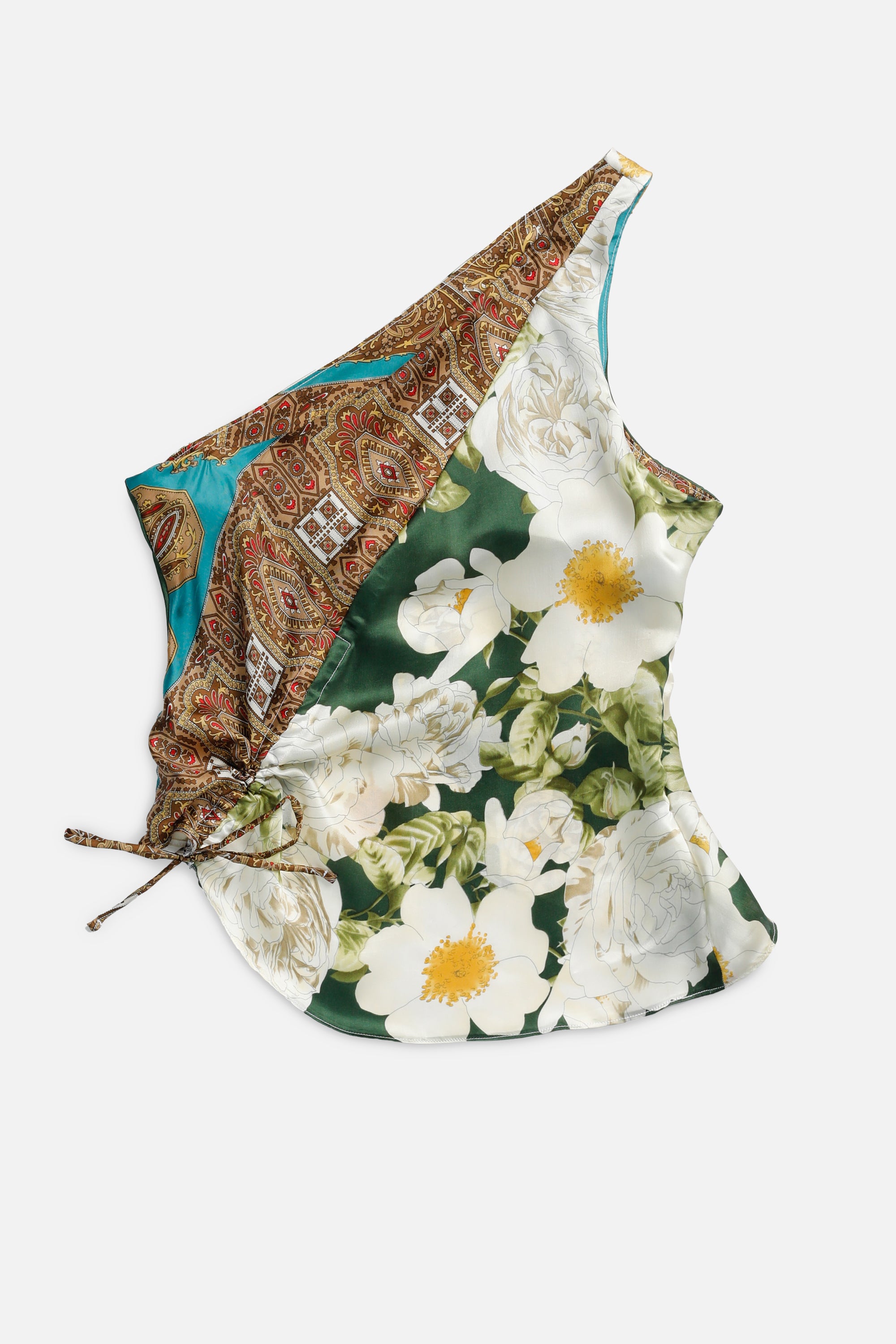Rework Silk Scarf Ruche Tank - M-TOPS-vendor-unknown-Frankie Collective