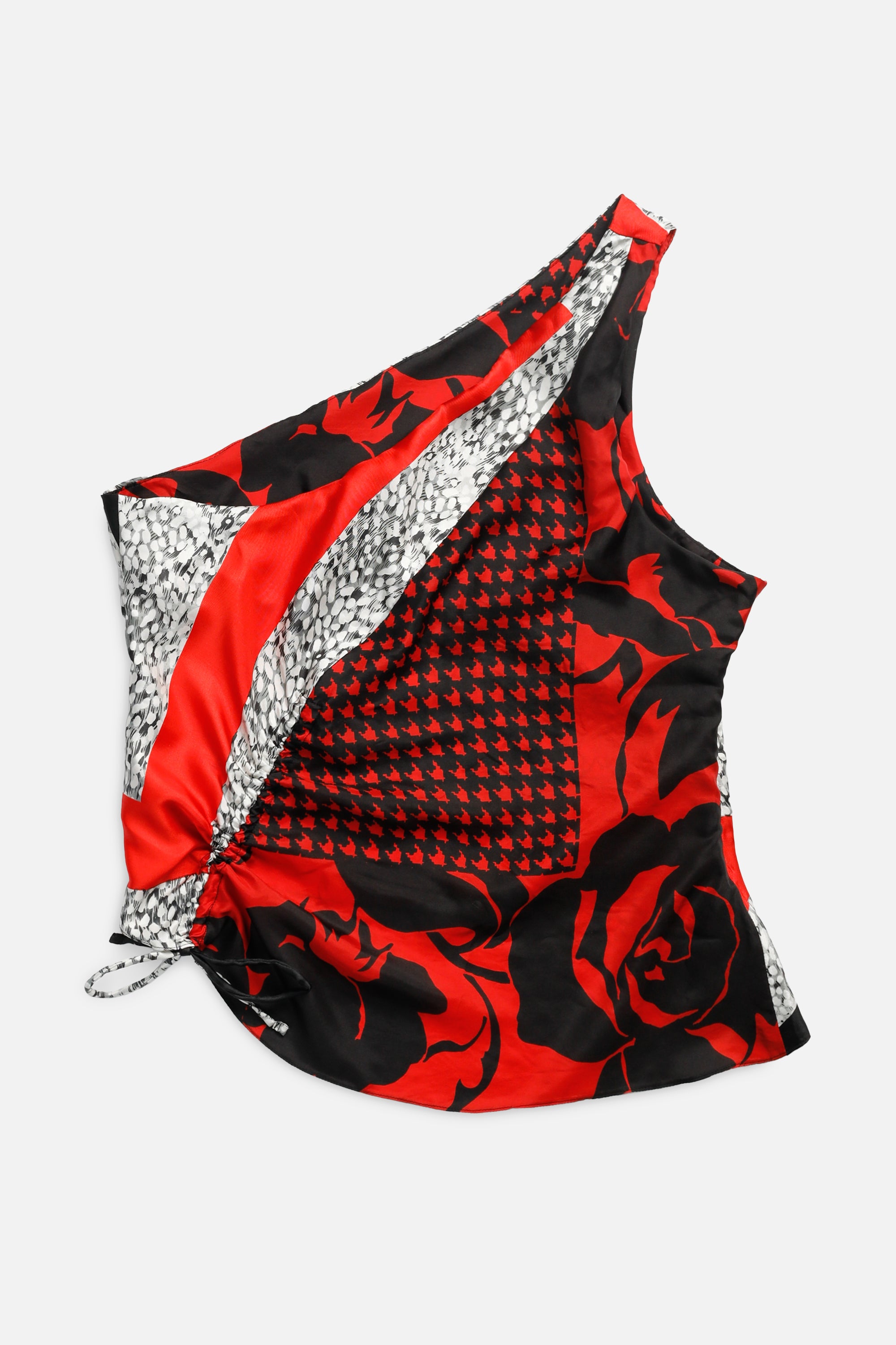 Rework Silk Scarf Ruche Tank - XXL-TOPS-vendor-unknown-XXL-Frankie Collective Rare Vintage Streetwear Reworks