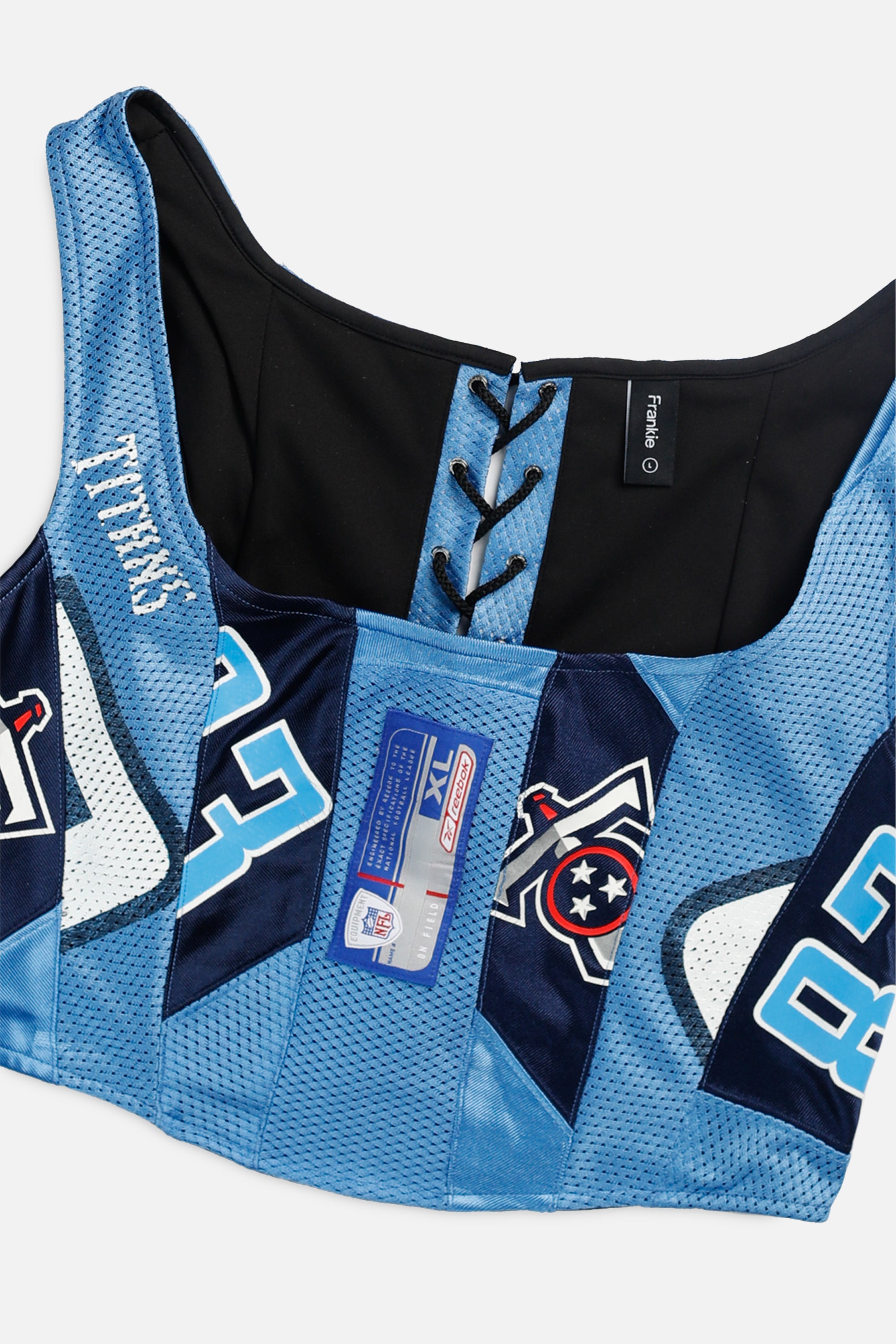Rework Tennessee Titans NFL Corset - L-TOPS-NFL-L-Frankie Collective Rare Vintage Streetwear Reworks