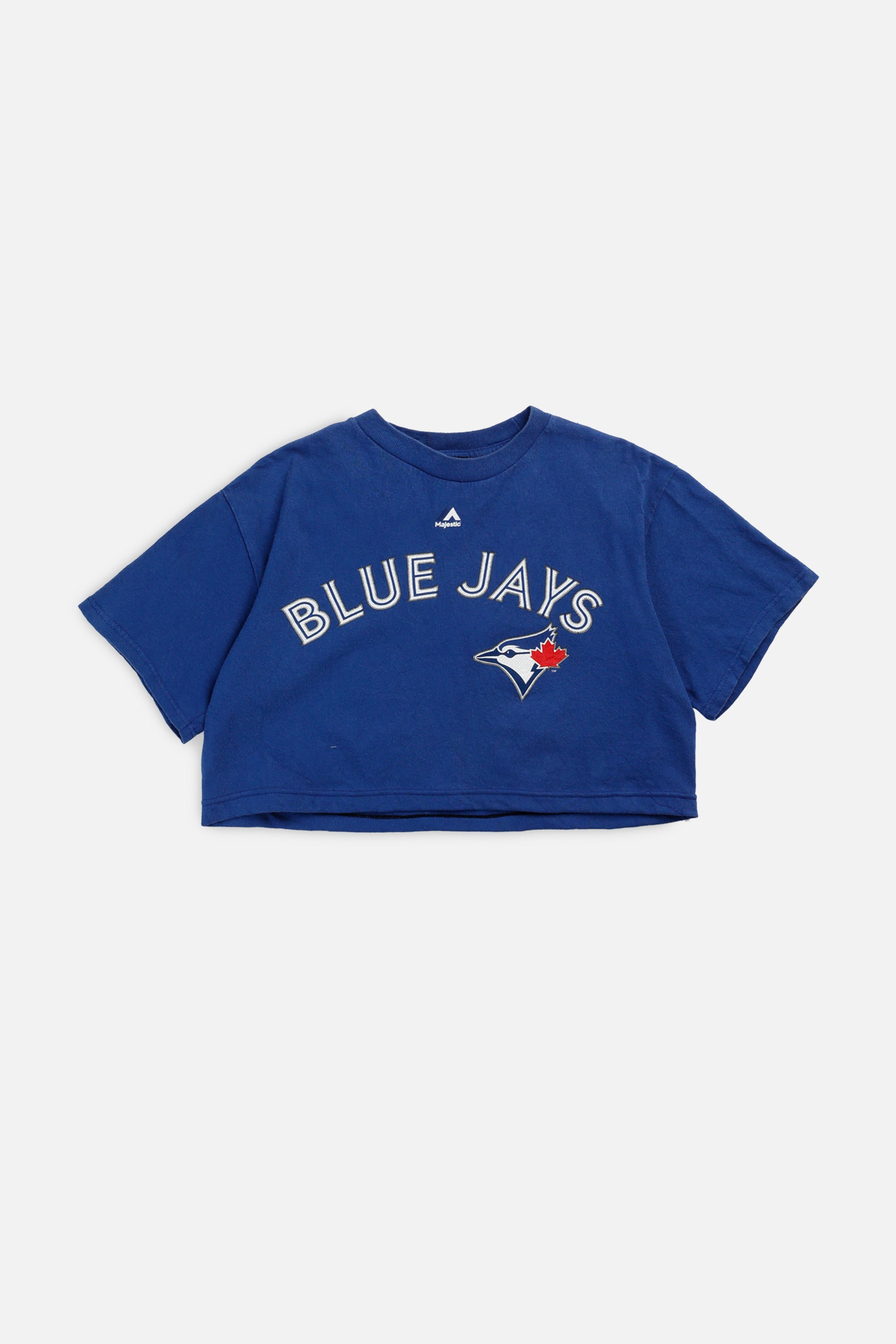 Rework Toronto Blue Jays MLB Crop Tee - S-TOPS-MLB-S-Frankie Collective Rare Vintage Streetwear Reworks