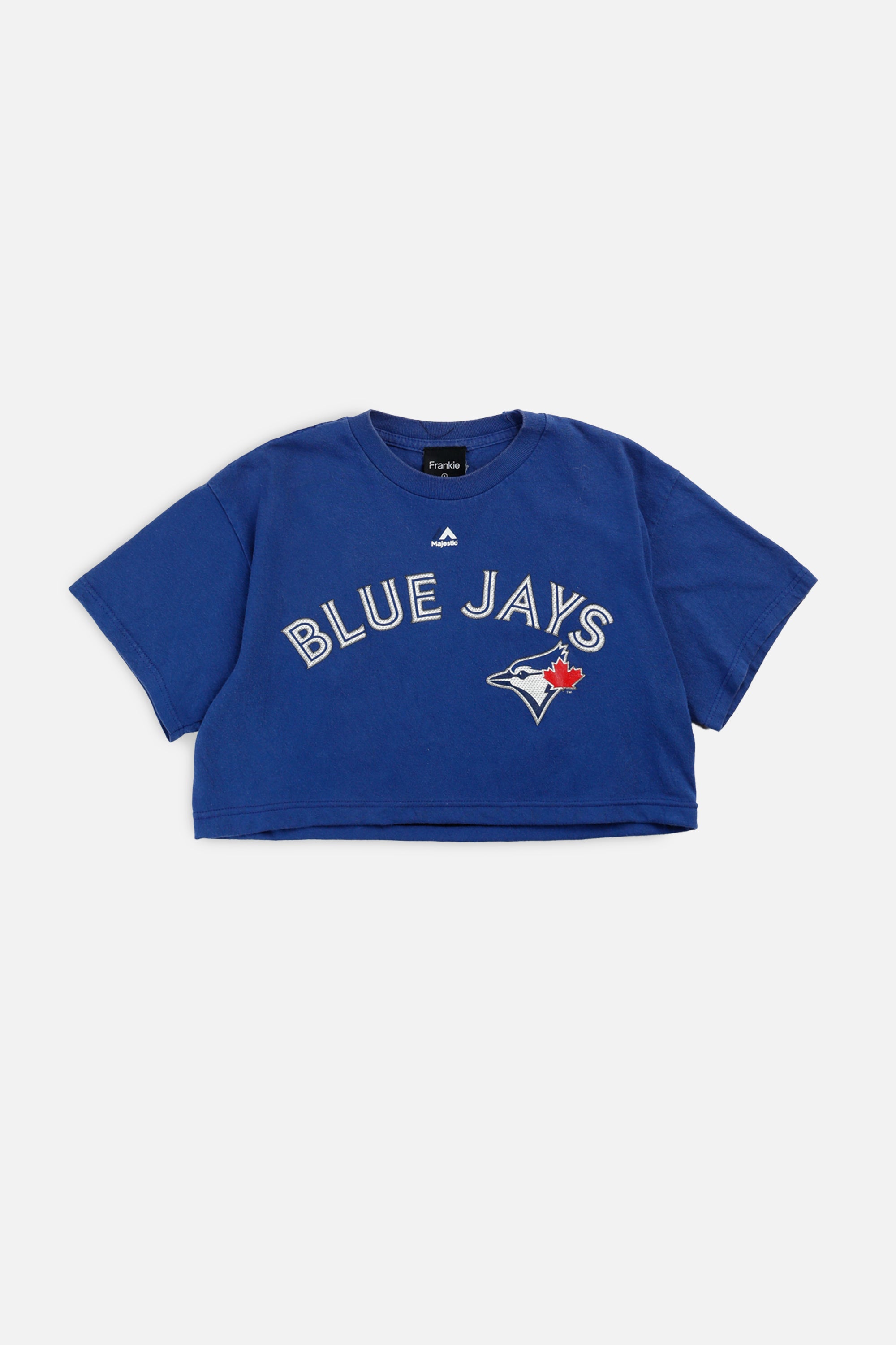 Rework Toronto Blue Jays MLB Crop Tee - S-TOPS-MLB-S-Frankie Collective Rare Vintage Streetwear Reworks