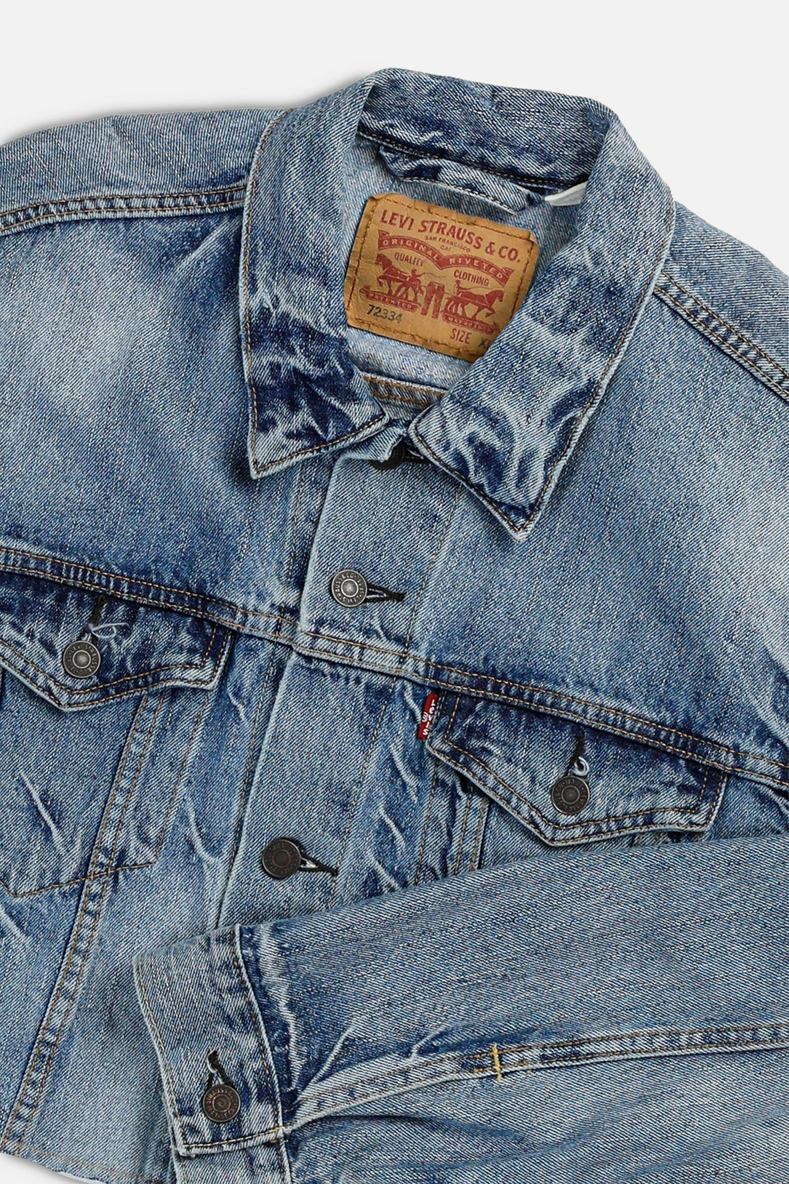 Rework Vintage Levi's Crop Denim Jacket - XL-JACKETS-Levis-XL-Frankie Collective Rare Vintage Streetwear Reworks