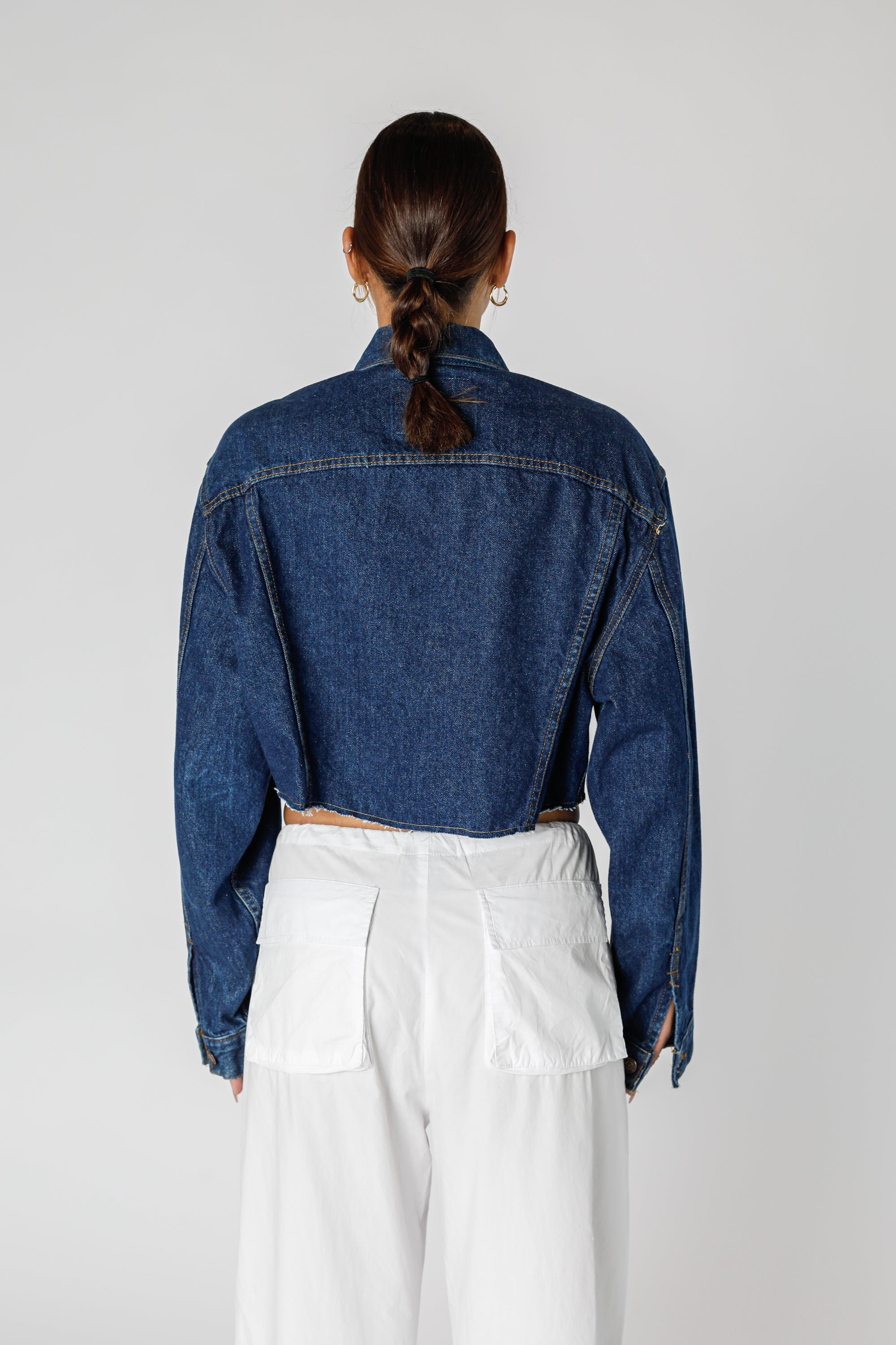 Rework Vintage Levi's USA Crop Denim Jacket - L-JACKETS-Levis-L-Frankie Collective Rare Vintage Streetwear Reworks