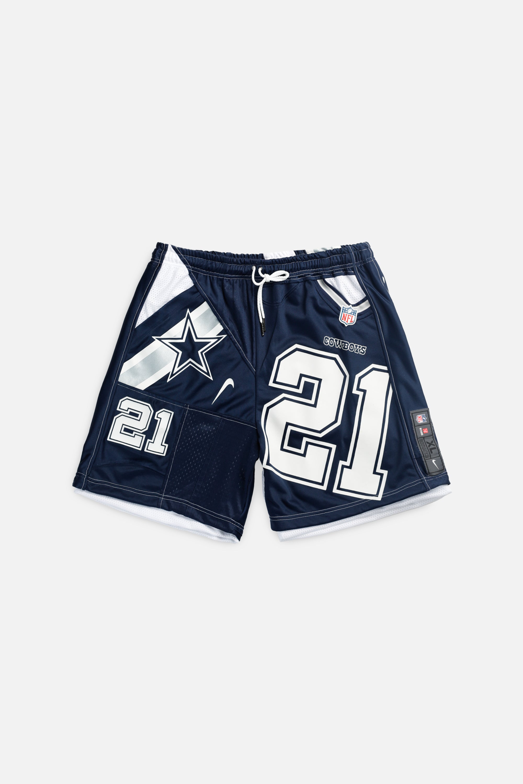 Unisex Rework Dallas Cowboys NFL Jersey Shorts - L-BOTTOMS-NFL-Women's L - Men's M-Frankie Collective Rare Vintage Streetwear Reworks