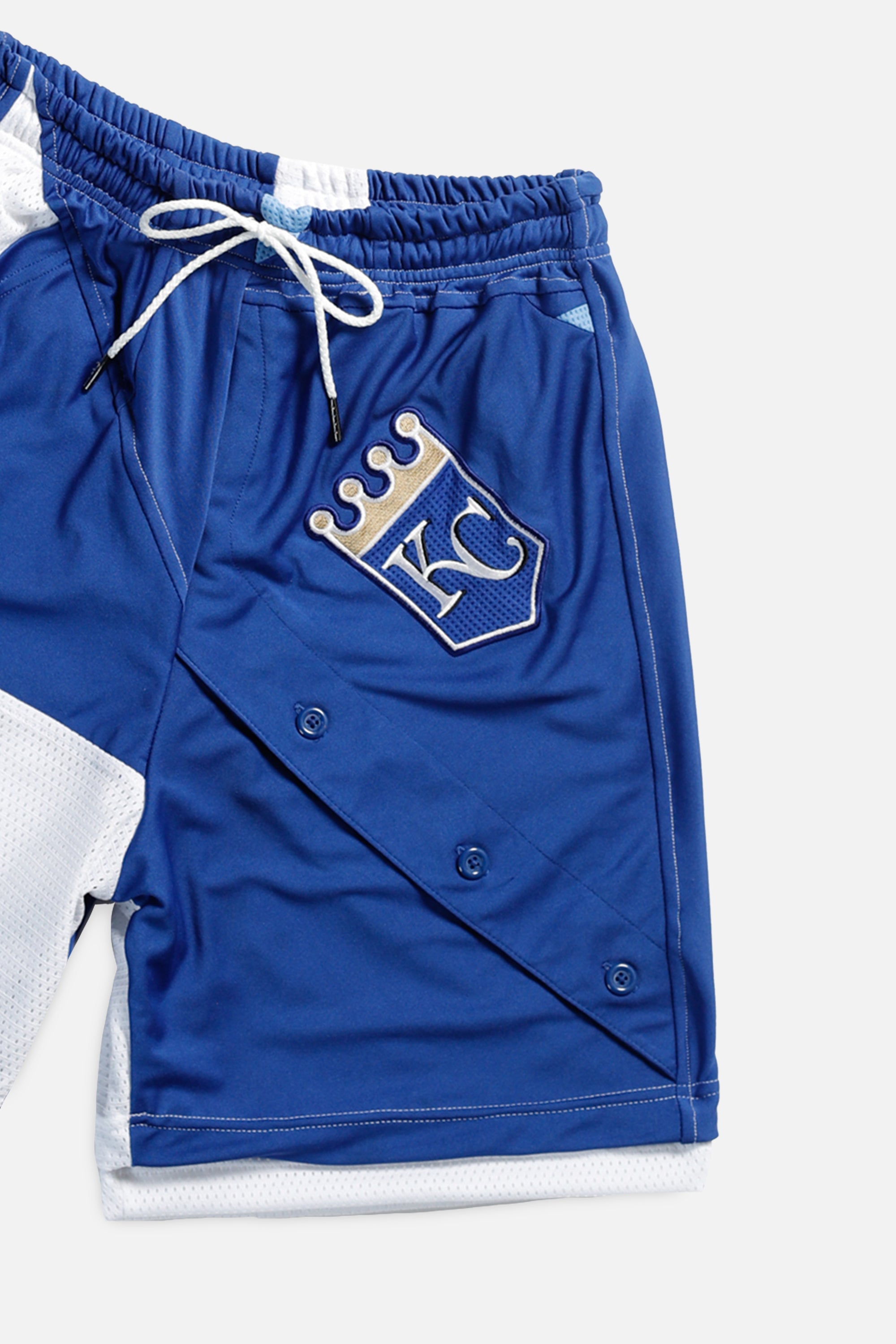 Unisex Rework Kansas City Royals MLB Jersey Shorts - XS-BOTTOMS-MLB-XS-Frankie Collective Rare Vintage Streetwear Reworks