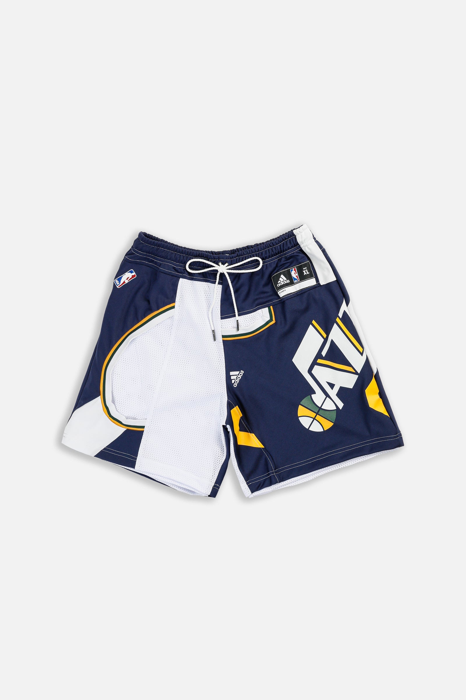Unisex Rework Utah Jazz NBA Jersey Shorts - M-BOTTOMS-NBA-Women's M - Men's S-Frankie Collective Rare Vintage Streetwear Reworks