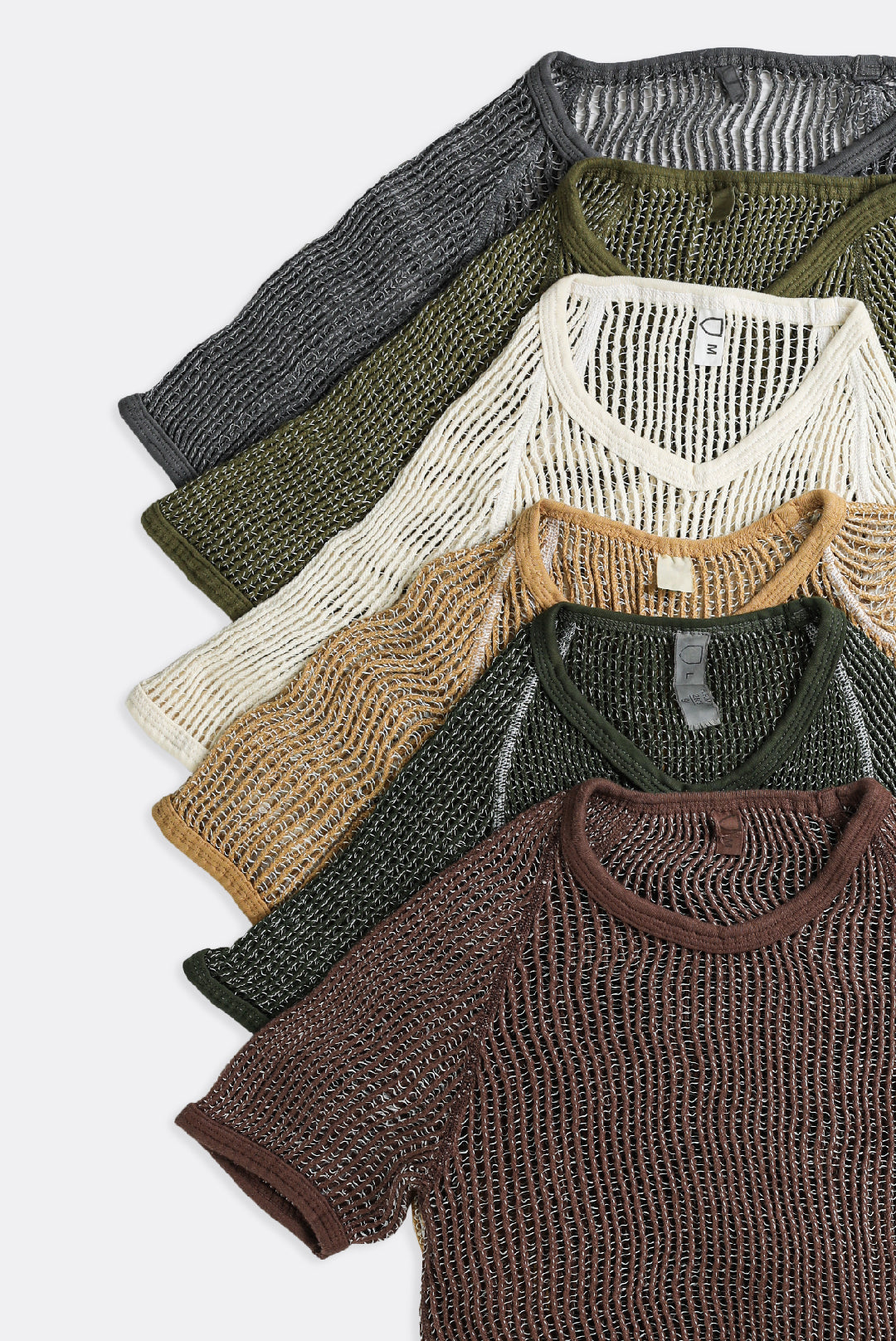 Vintage Knitted Shirt - Brown, White, Tan, Olive, Dark Green, Charcoal-TSHIRTS-vendor-unknown-Brown-Frankie Collective Rare Vintage Streetwear Reworks
