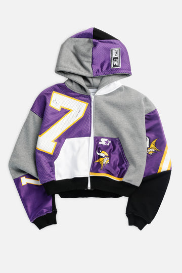 Rework Minnesota Vikings NFL Crop Zip Hoodie - L