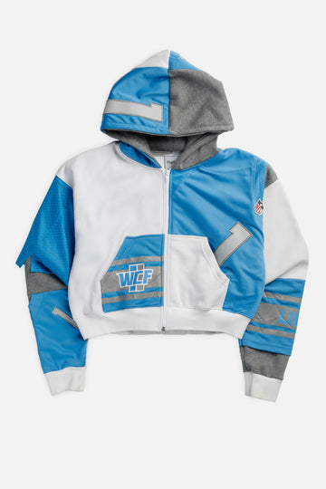 Rework Detroit Lions NFL Crop Zip Hoodie - S