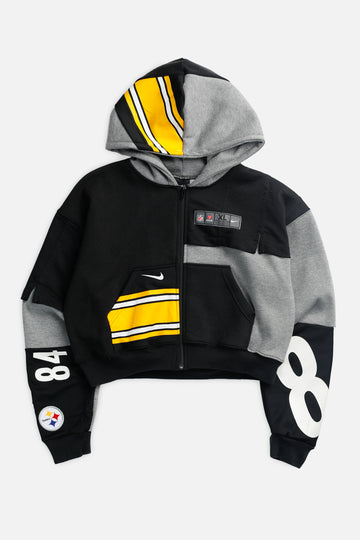 Rework Pittsburgh Steelers NFL Crop Zip Hoodie - S