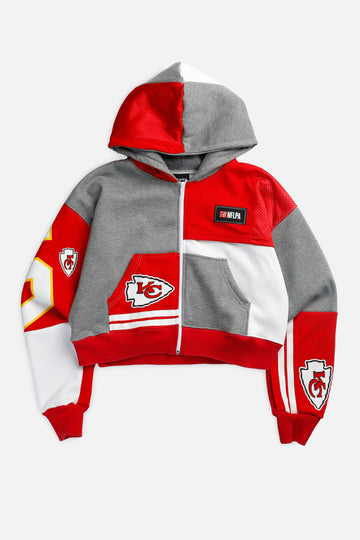 Rework Kansas City Chiefs NFL Crop Zip Hoodie - L