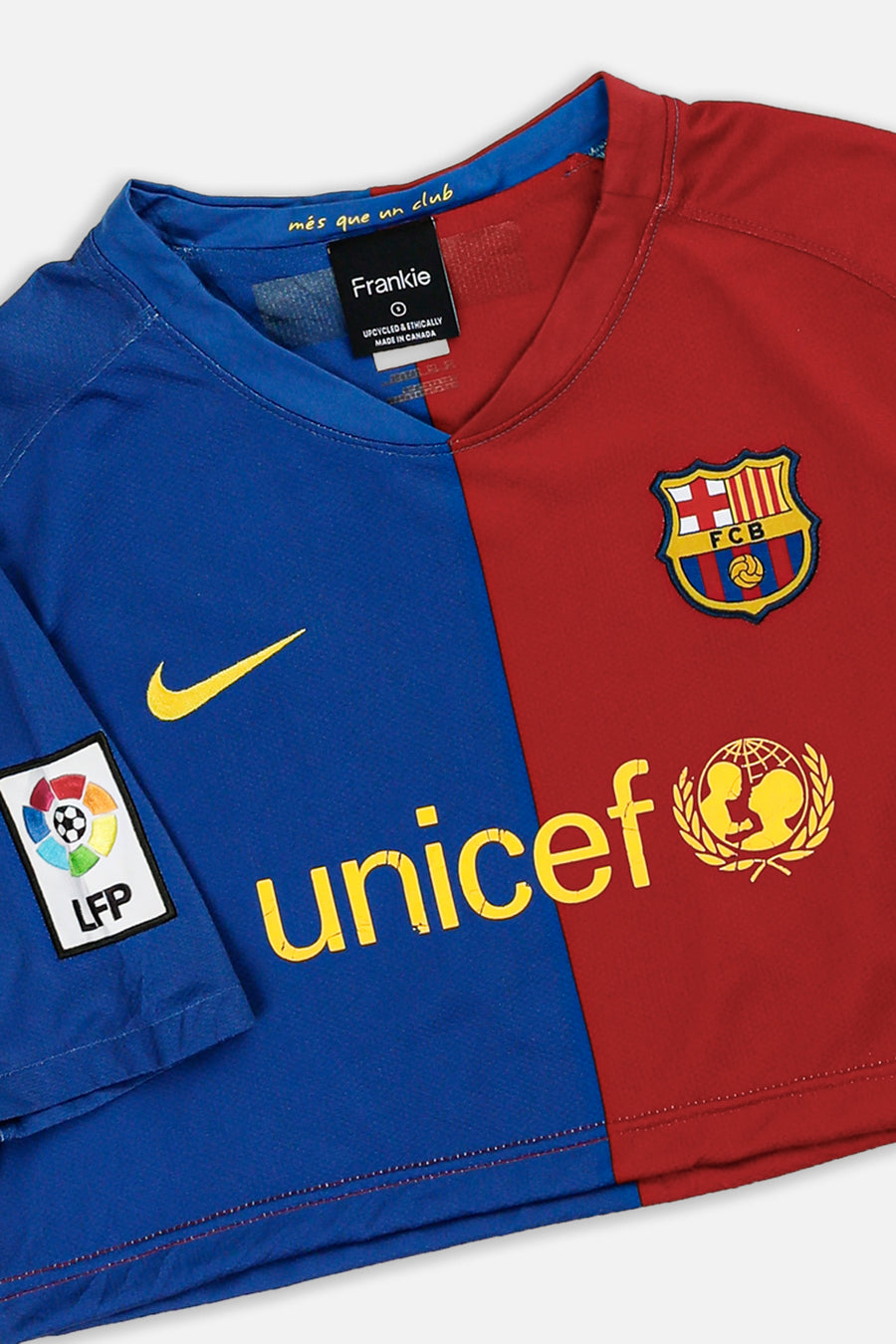 Rework Crop Barcelona Soccer Jersey - S
