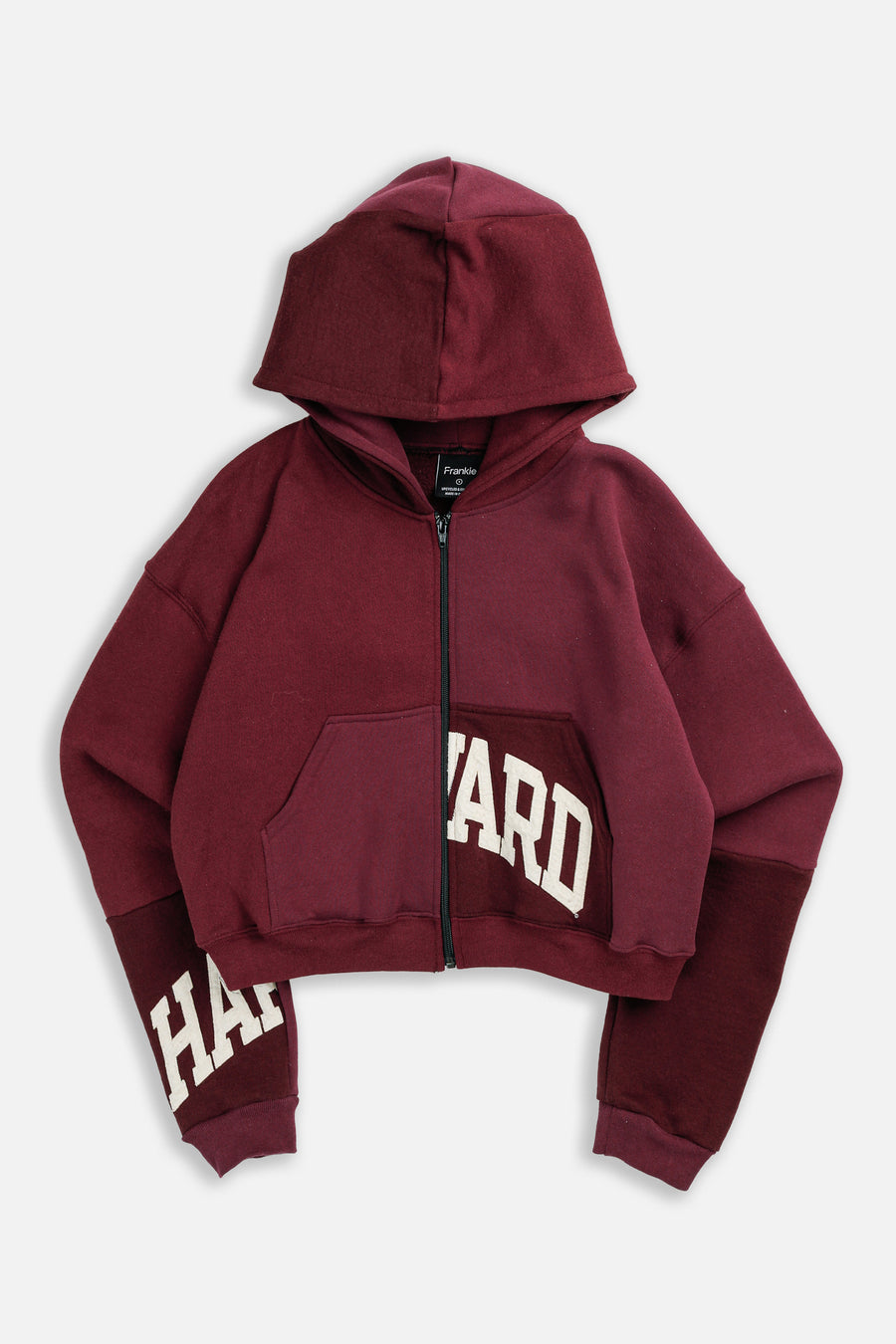 Rework Harvard Crop Zip Hoodie - S