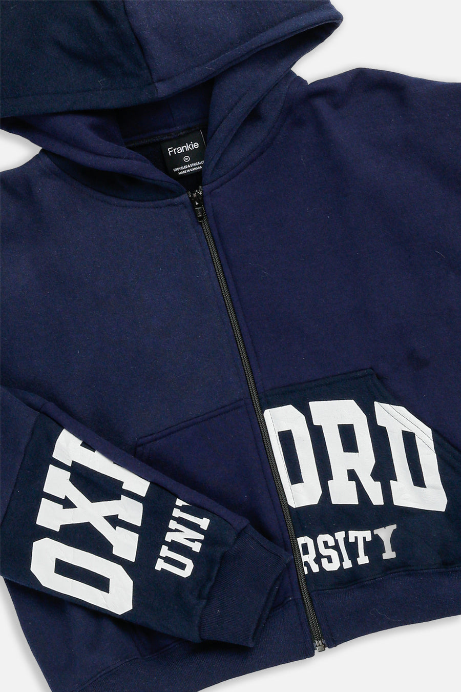 Rework Oxford Crop Zip Hoodie - M