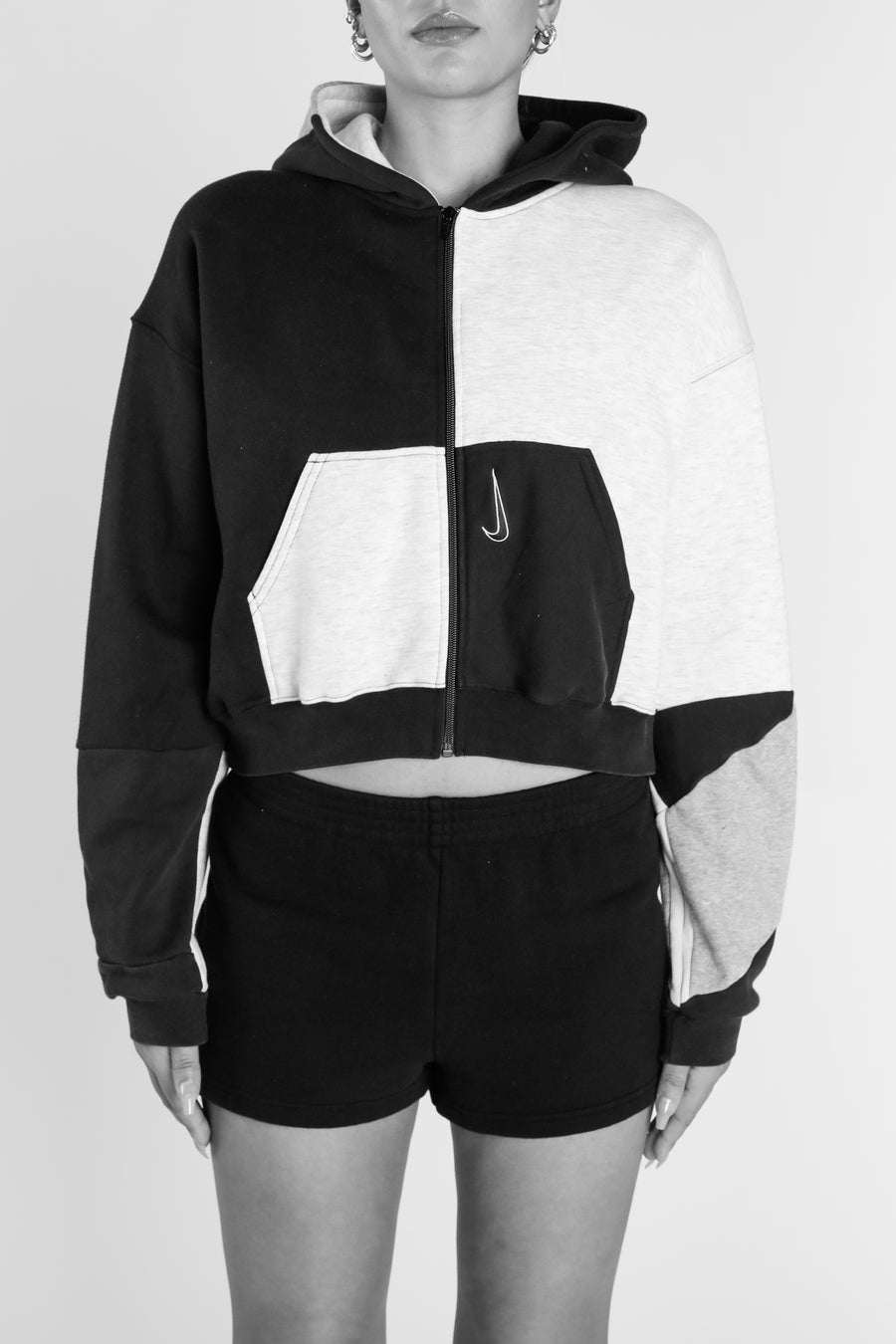 Rework Champion Crop Zip Hoodie - XS