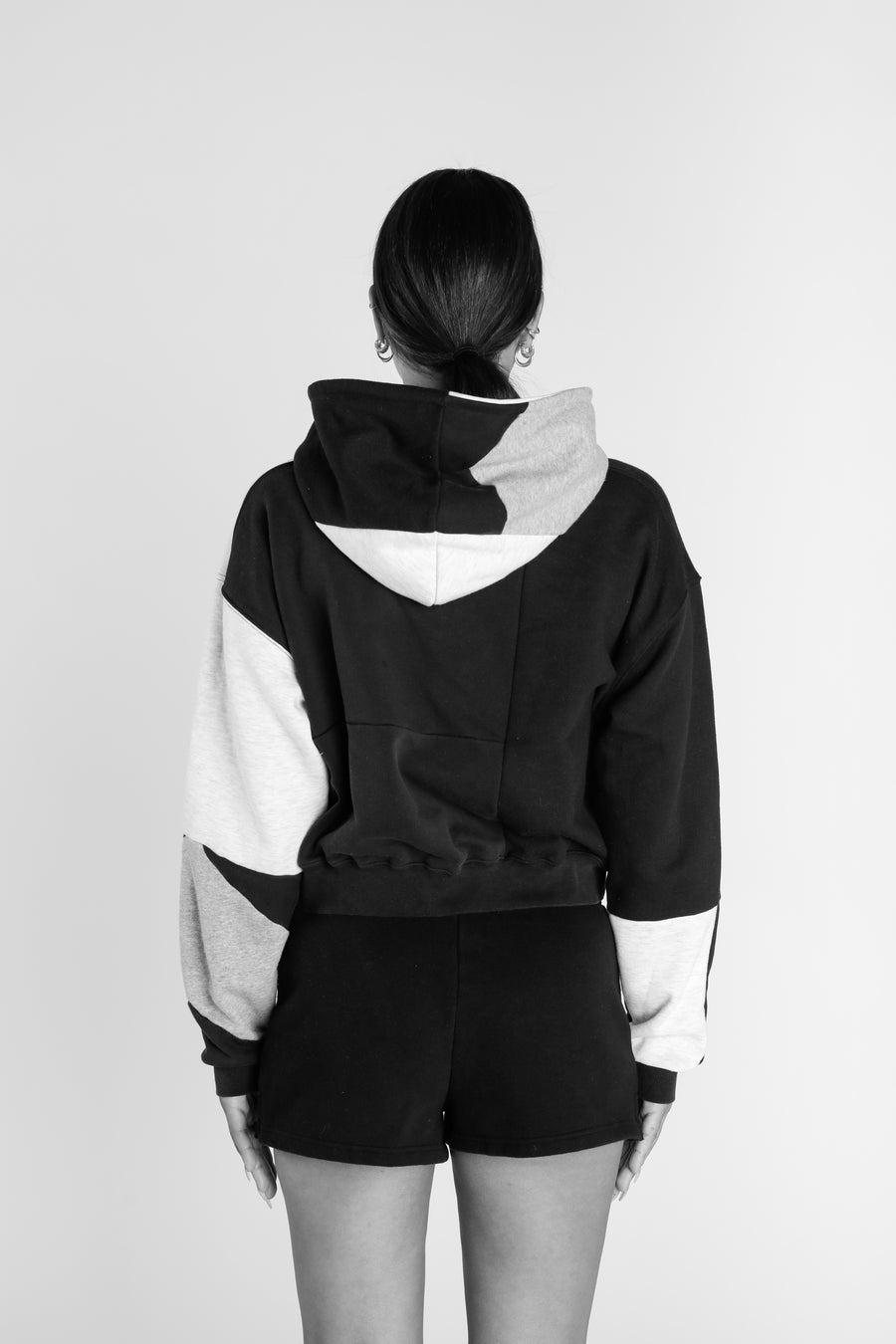 Rework Oxford Crop Zip Hoodie - M