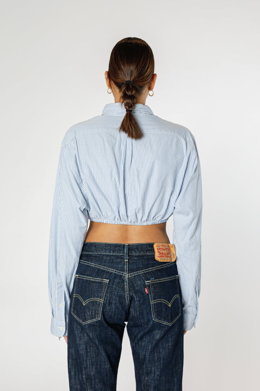 Rework Oxford Cinch Crop Shirt - L