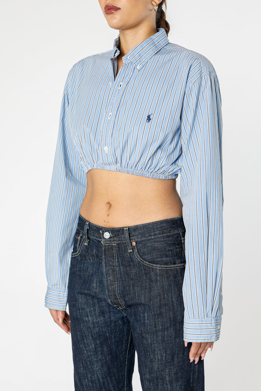 Rework Oxford Cinch Crop Shirt - M