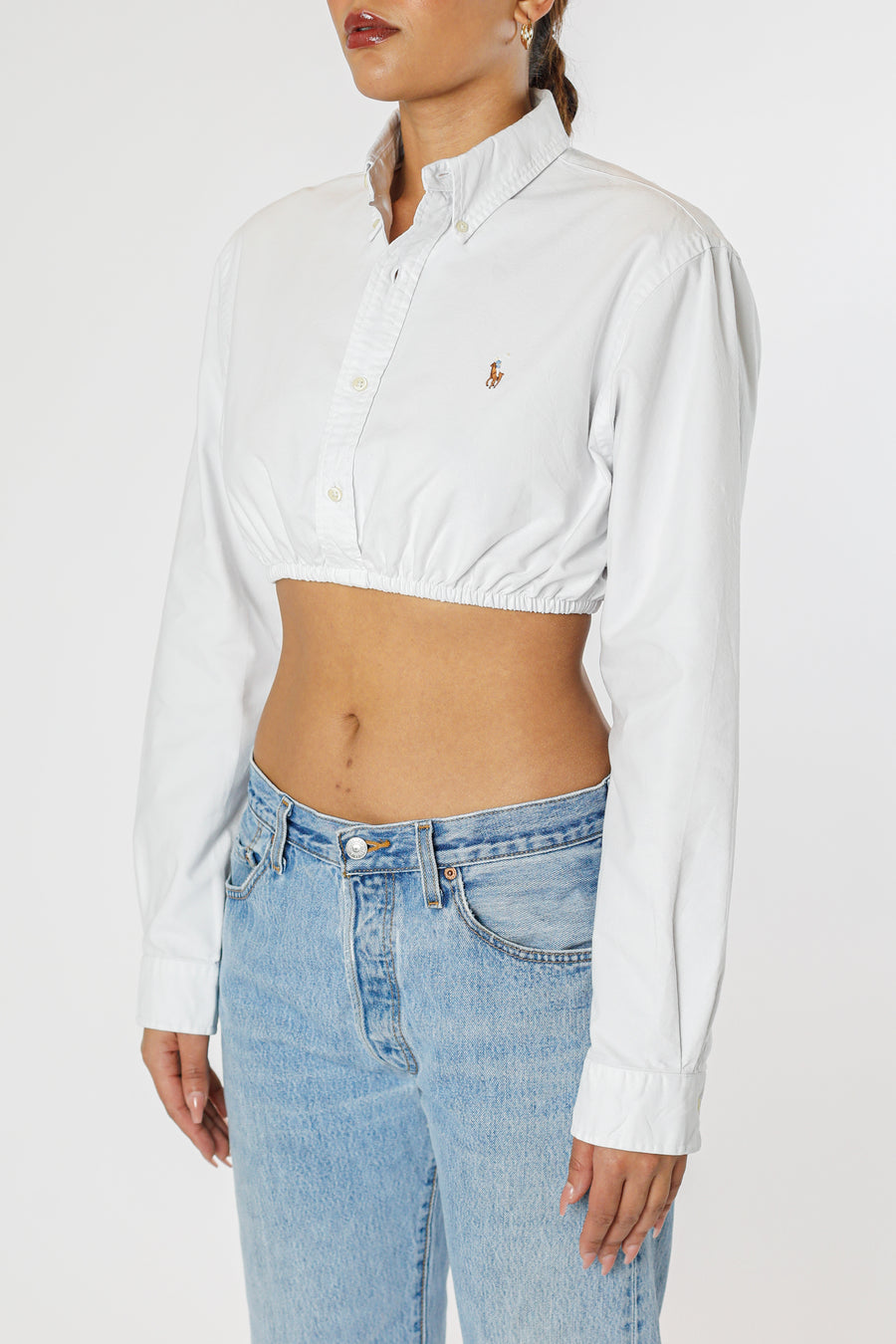 Rework Oxford Cinch Crop Shirt - M