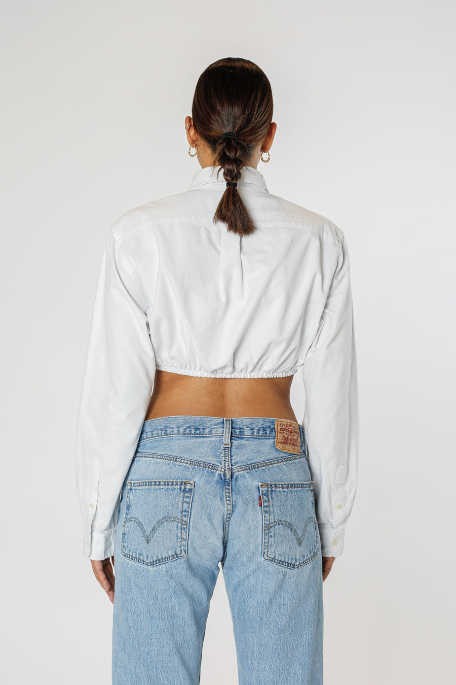 Rework Oxford Cinch Crop Shirt - M