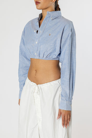 Rework Oxford Cinch Crop Shirt - XS, S, M