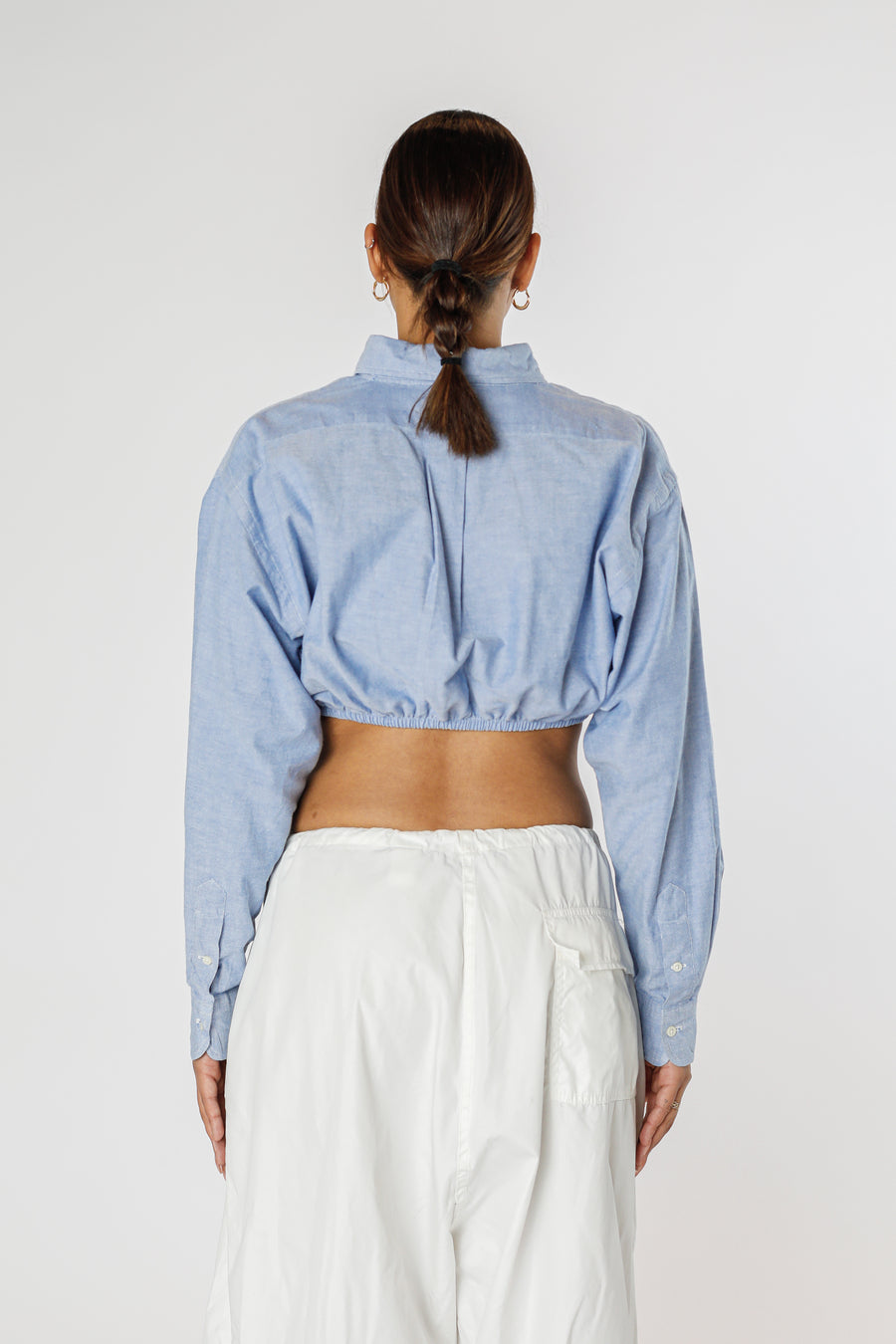 Rework Oxford Cinch Crop Shirt - XS, S, M