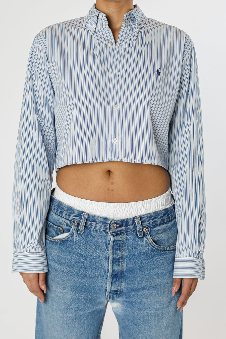 Rework Oxford Crop Shirt - S